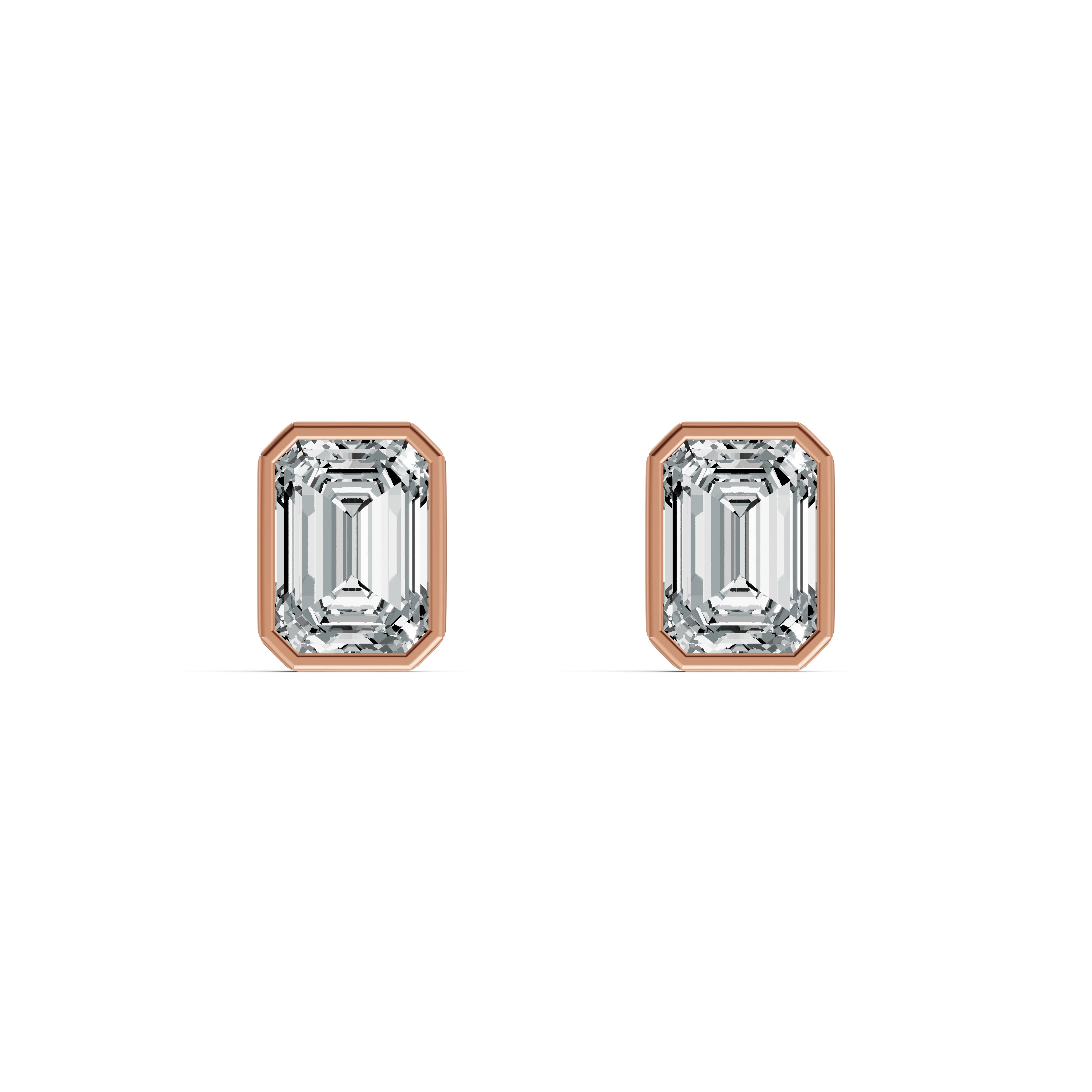Refined Emerald Cut Solitaire Stud Earrings