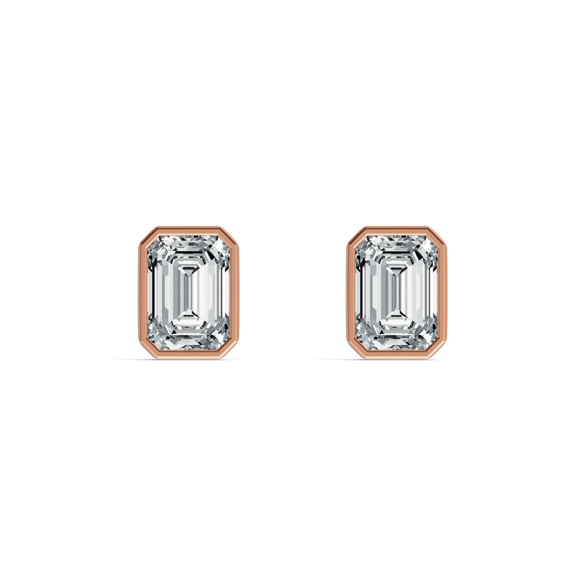 Refined Emerald Cut Solitaire Stud Earrings