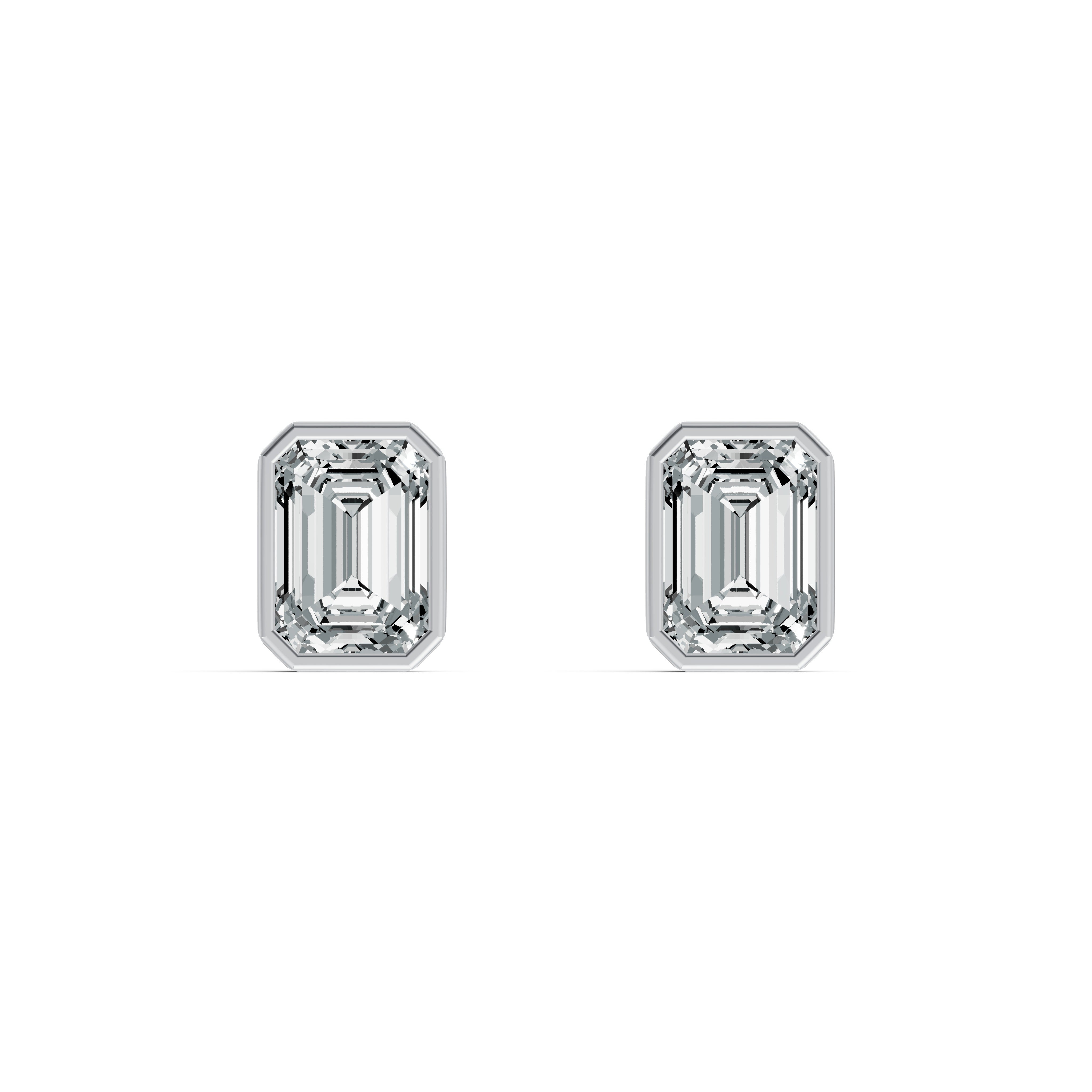 Refined Emerald Cut Solitaire Stud Earrings