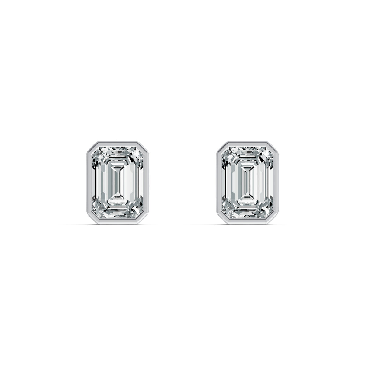 Refined Emerald Cut Solitaire Stud Earrings