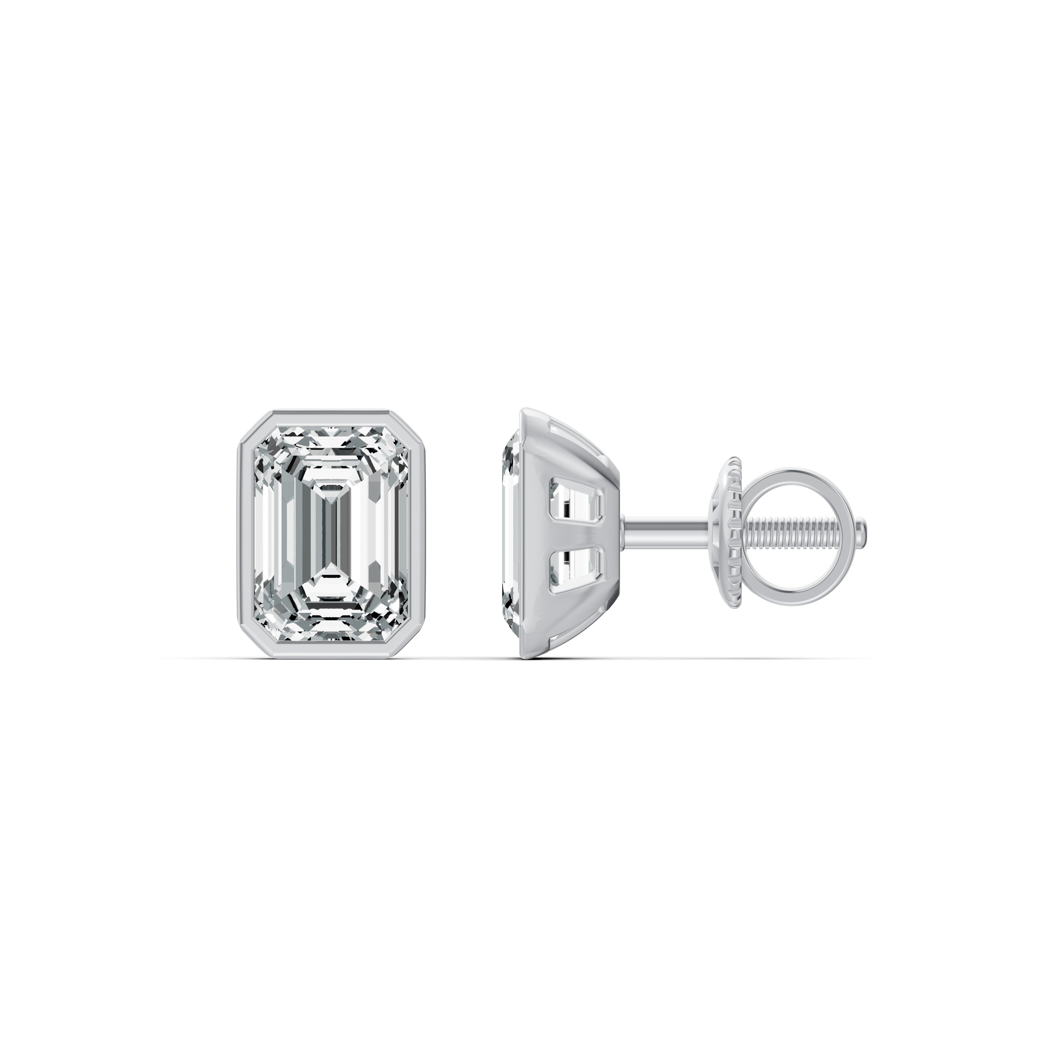 Refined Emerald Cut Solitaire Stud Earrings
