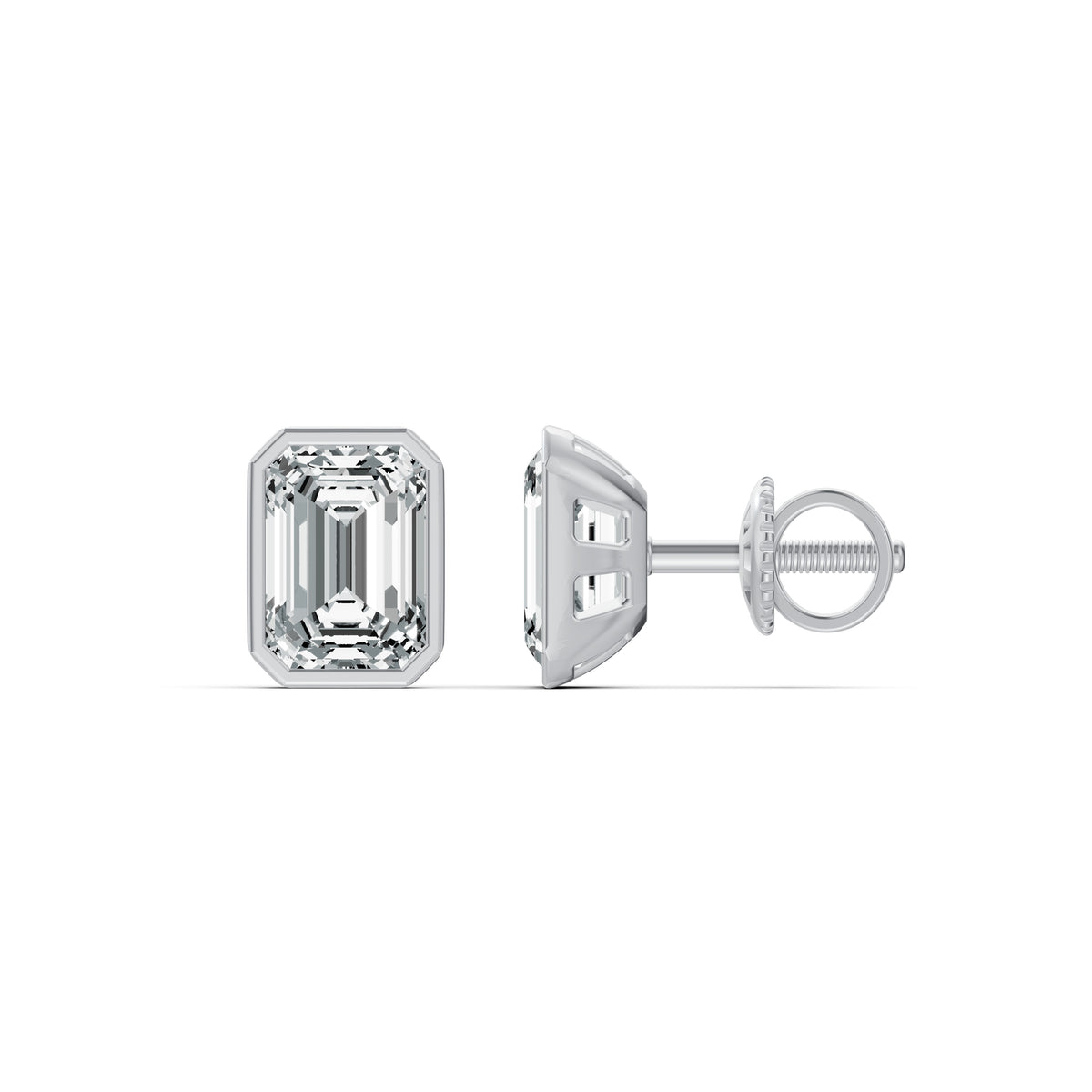 Refined Emerald Cut Solitaire Stud Earrings