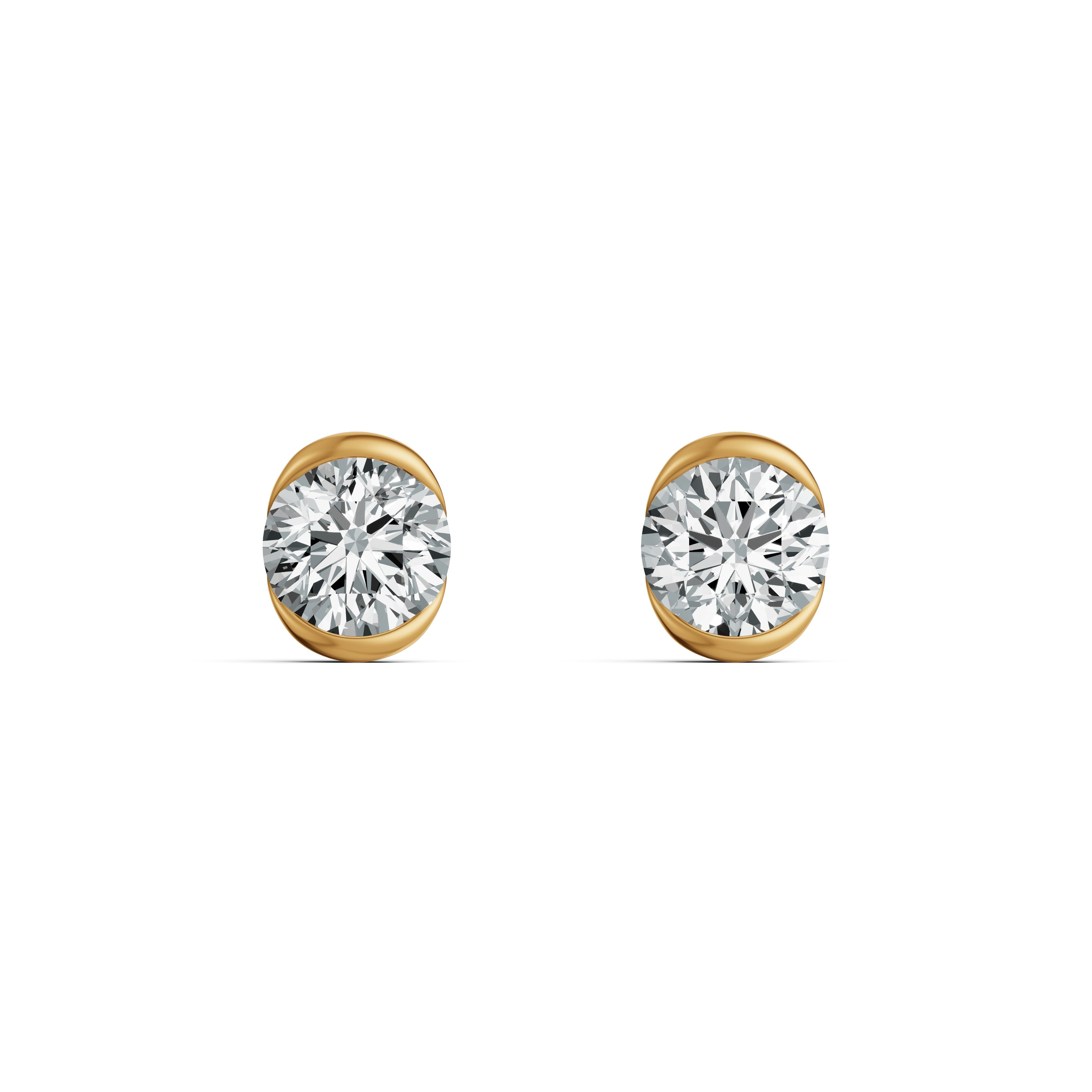 Floating Half Bezel Solitaire Stud Earrings