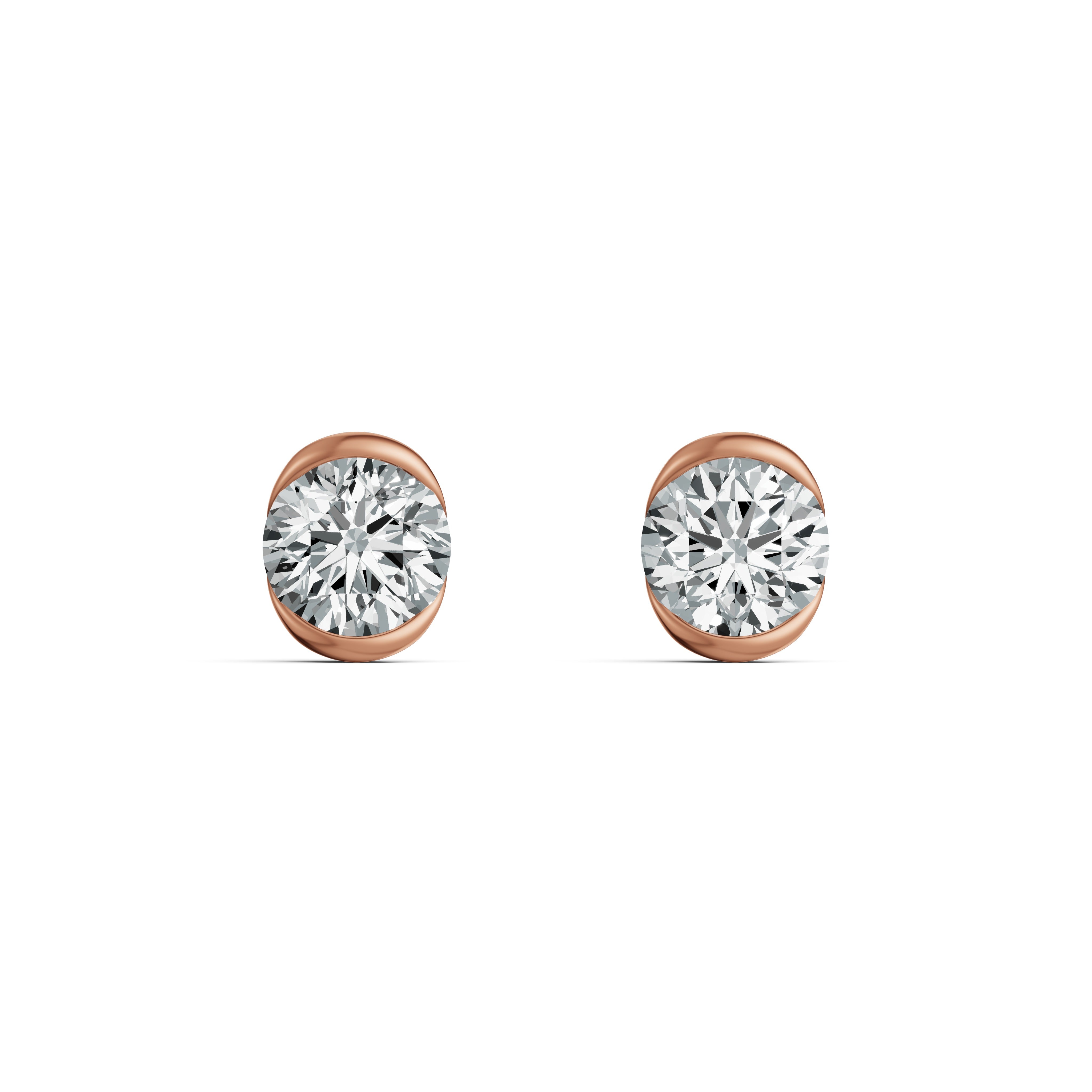Floating Half Bezel Solitaire Stud Earrings