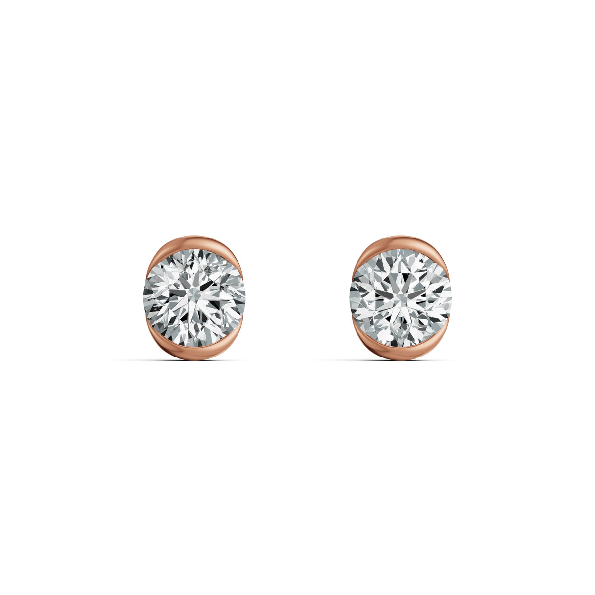 Floating Half Bezel Solitaire Stud Earrings