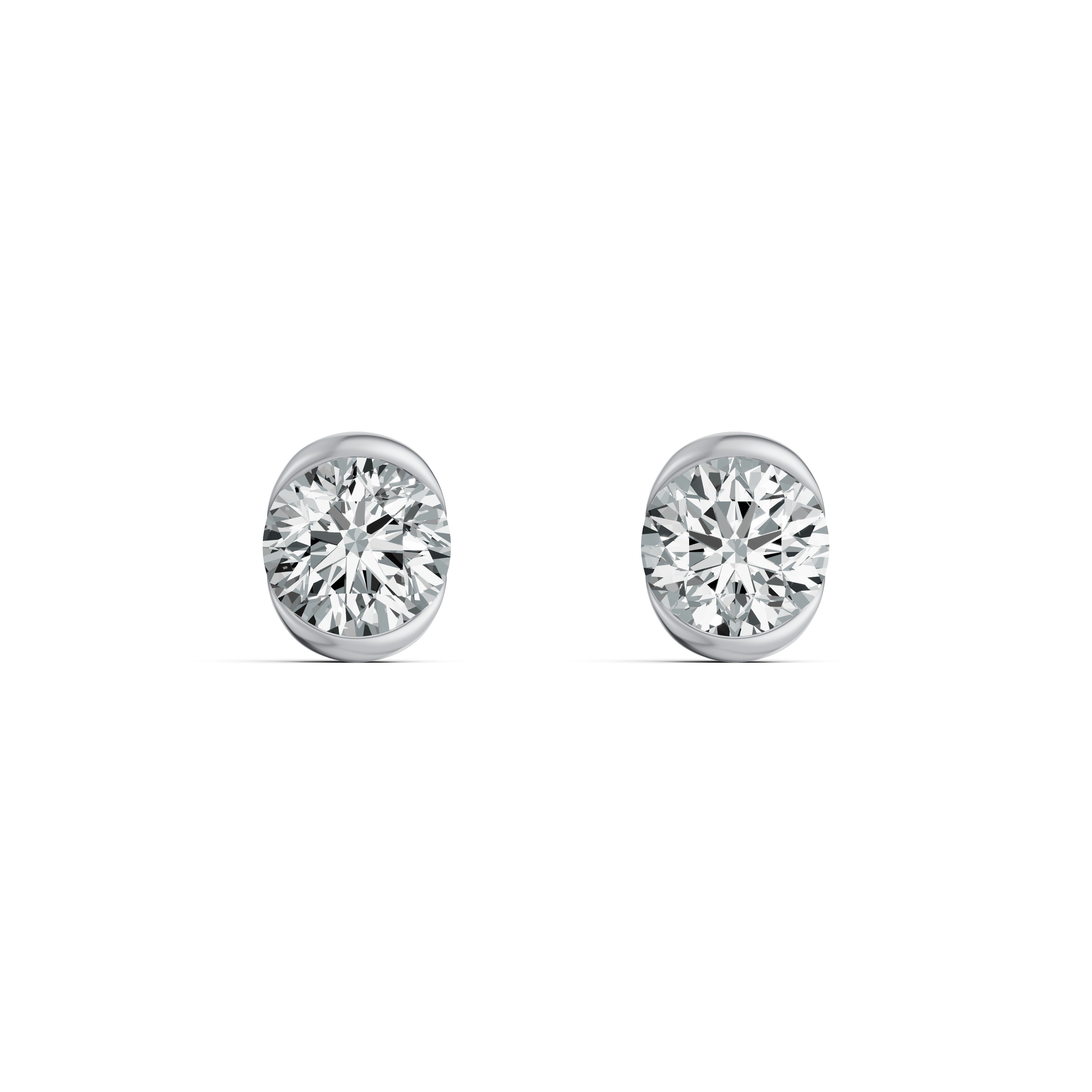 Floating Half Bezel Solitaire Stud Earrings