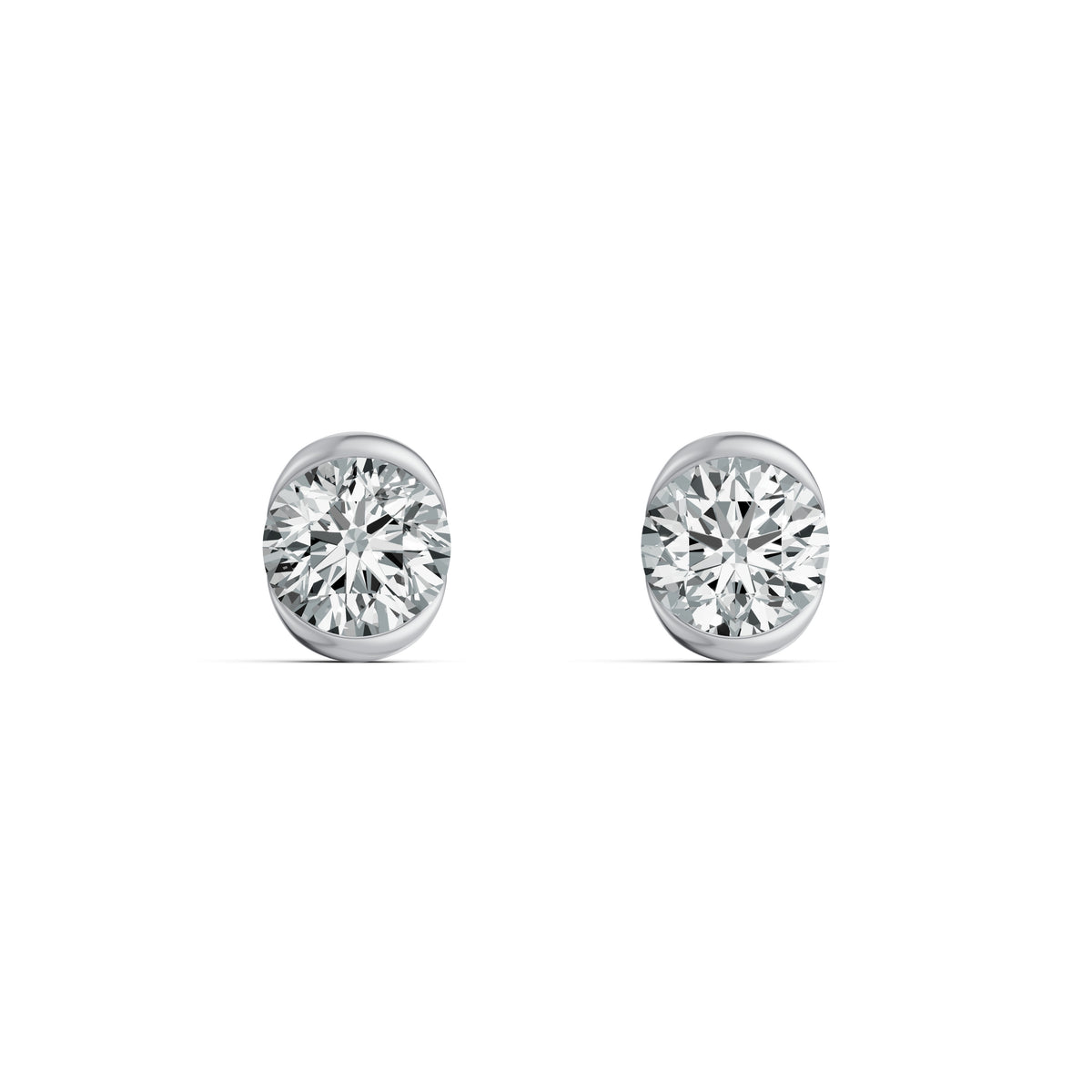 Floating Half Bezel Solitaire Stud Earrings