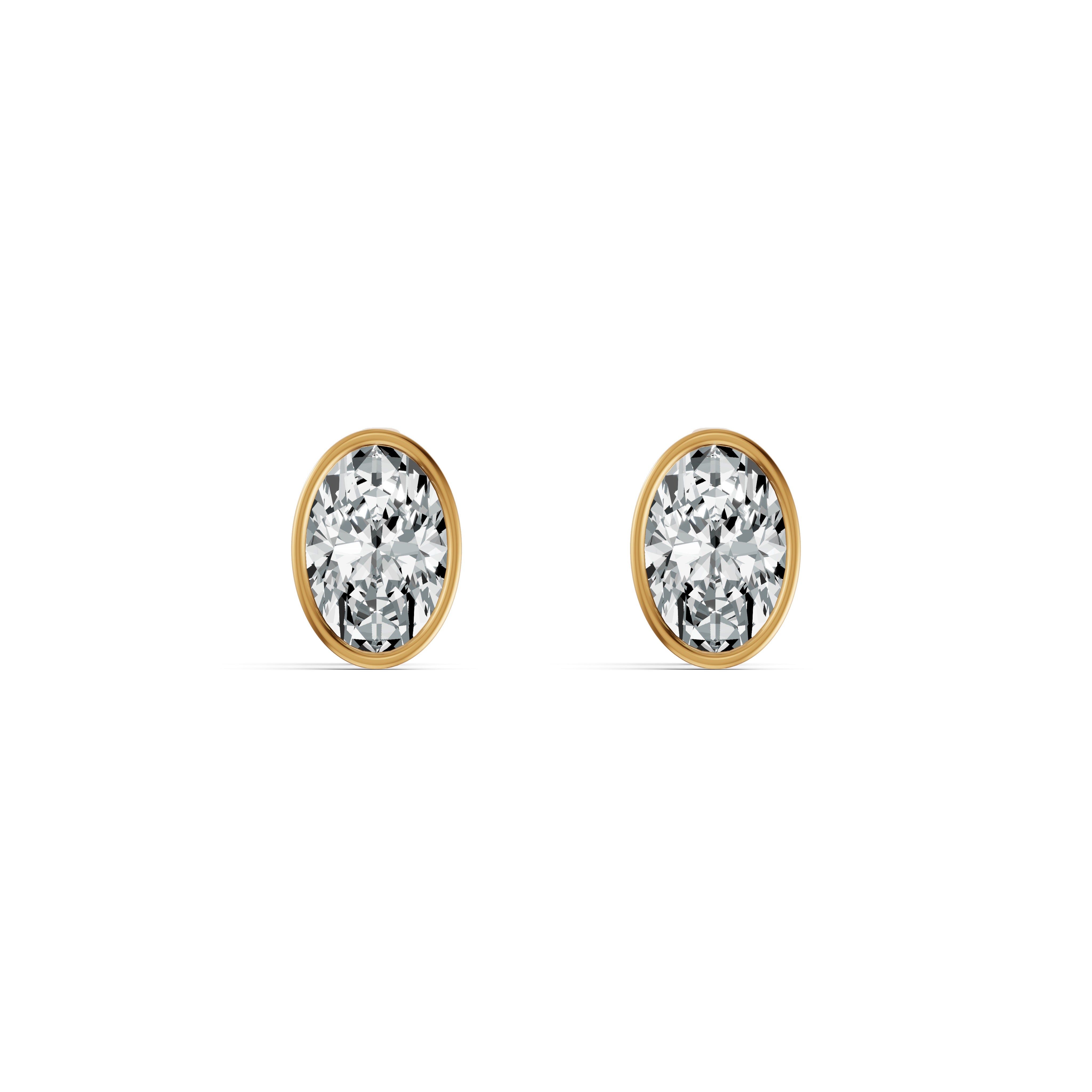 Minimal Bezel Set Oval Solitaire Stud Earrings