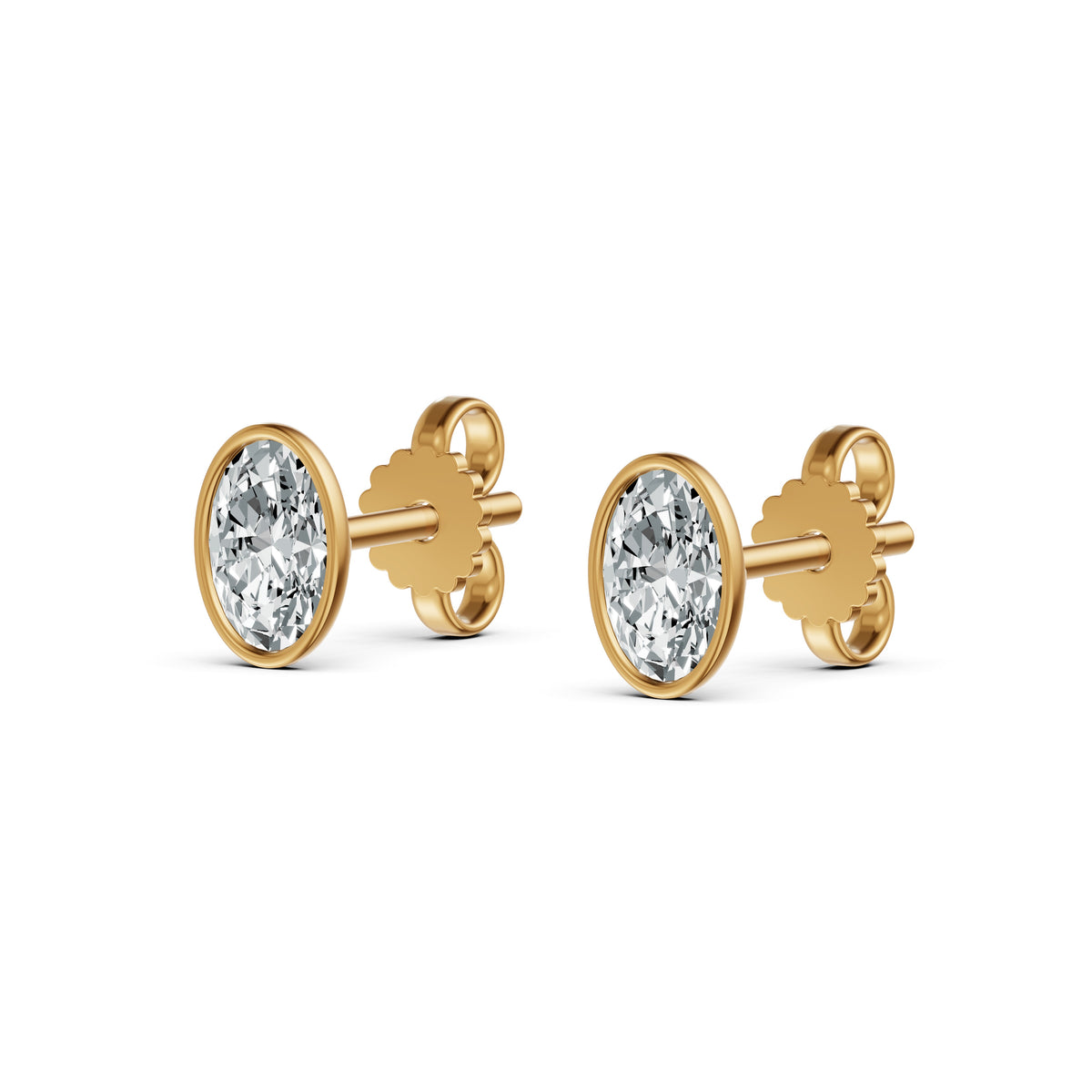 Minimal Bezel Set Oval Solitaire Stud Earrings