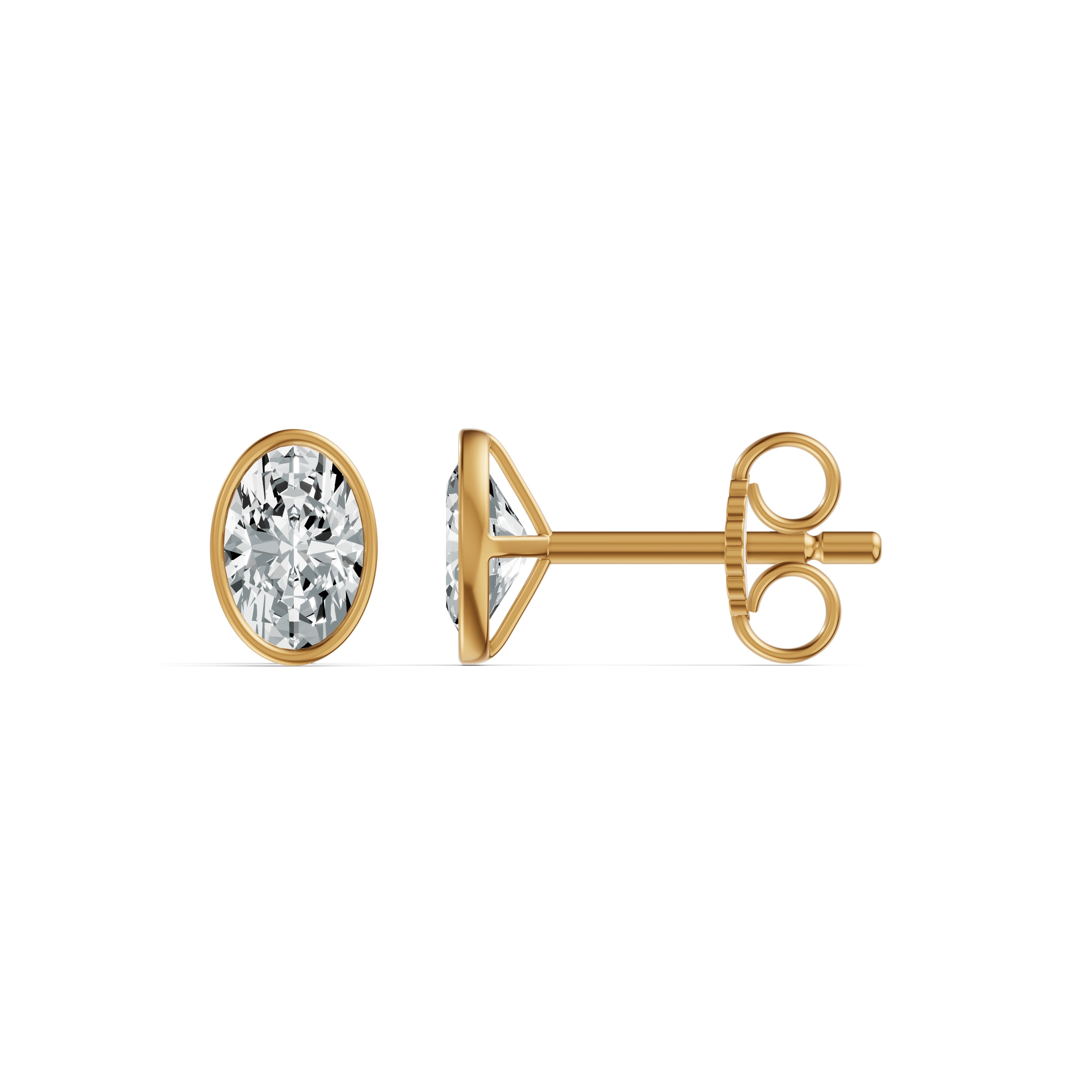 Minimal Bezel Set Oval Solitaire Stud Earrings