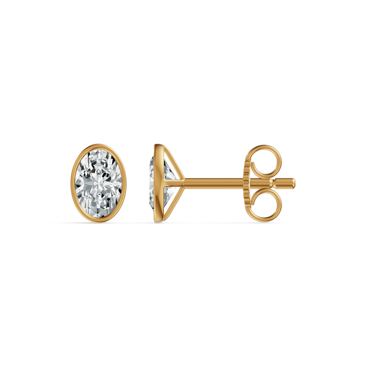 Minimal Bezel Set Oval Solitaire Stud Earrings