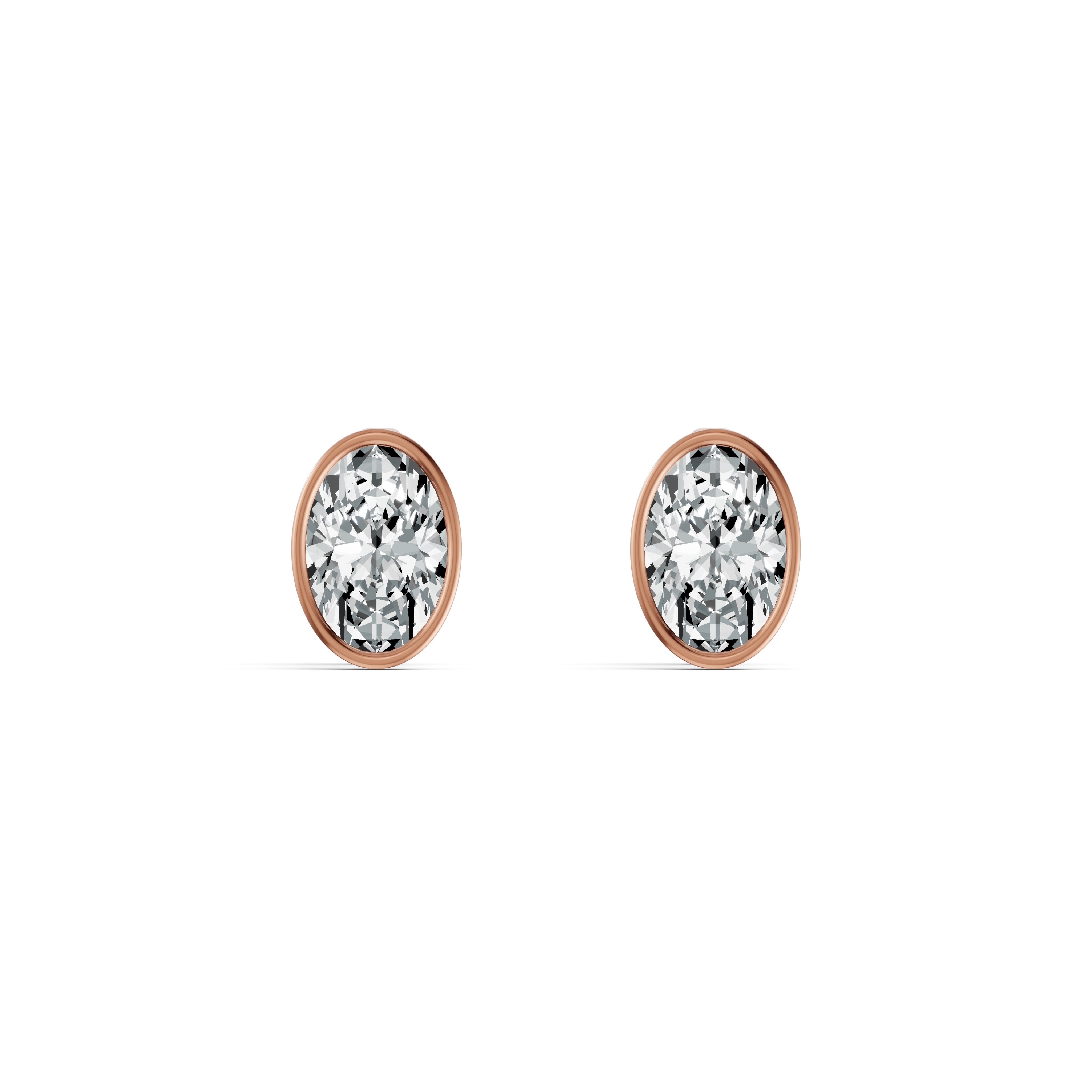 Minimal Bezel Set Oval Solitaire Stud Earrings