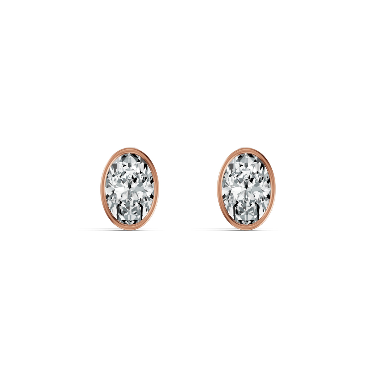 Minimal Bezel Set Oval Solitaire Stud Earrings