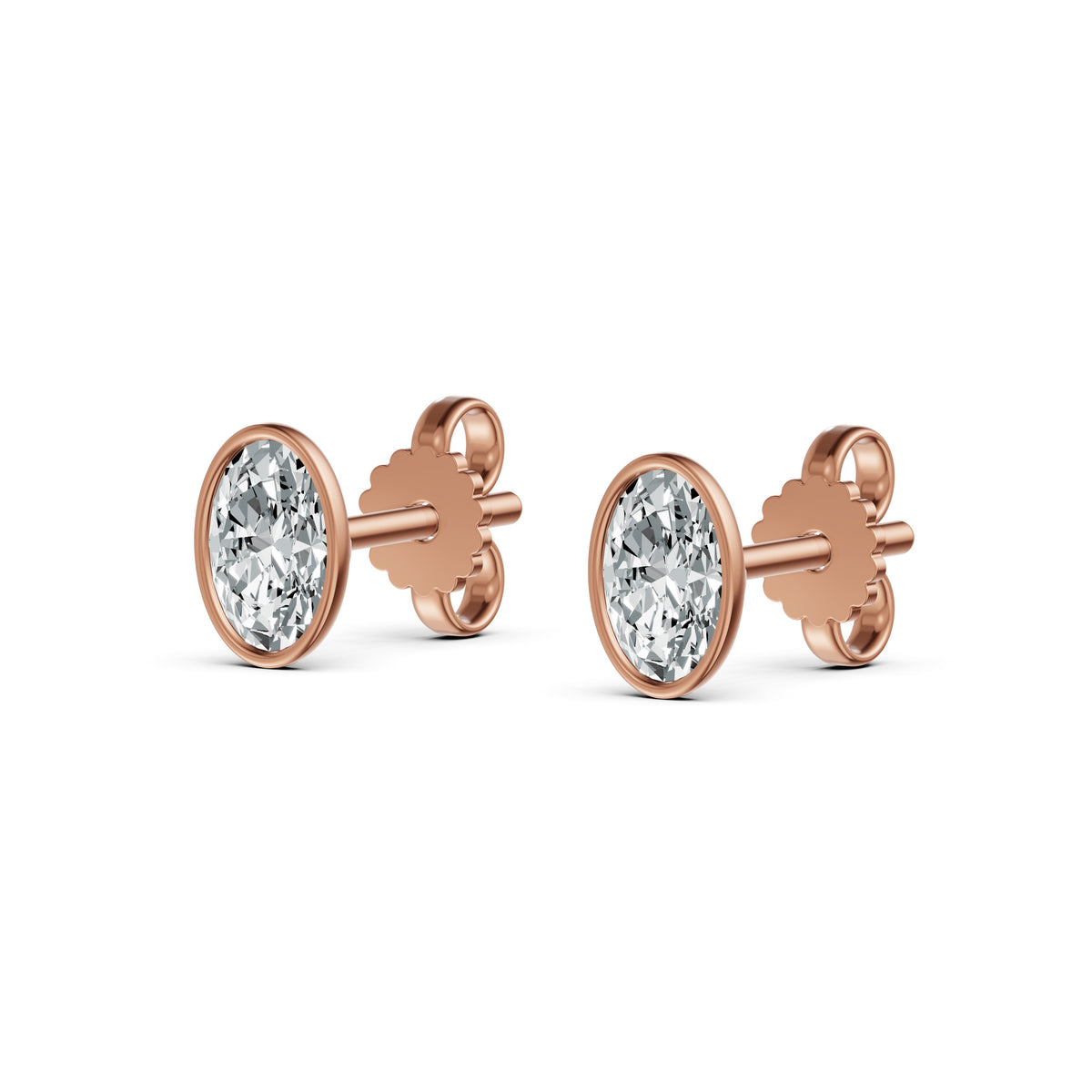 Minimal Bezel Set Oval Solitaire Stud Earrings