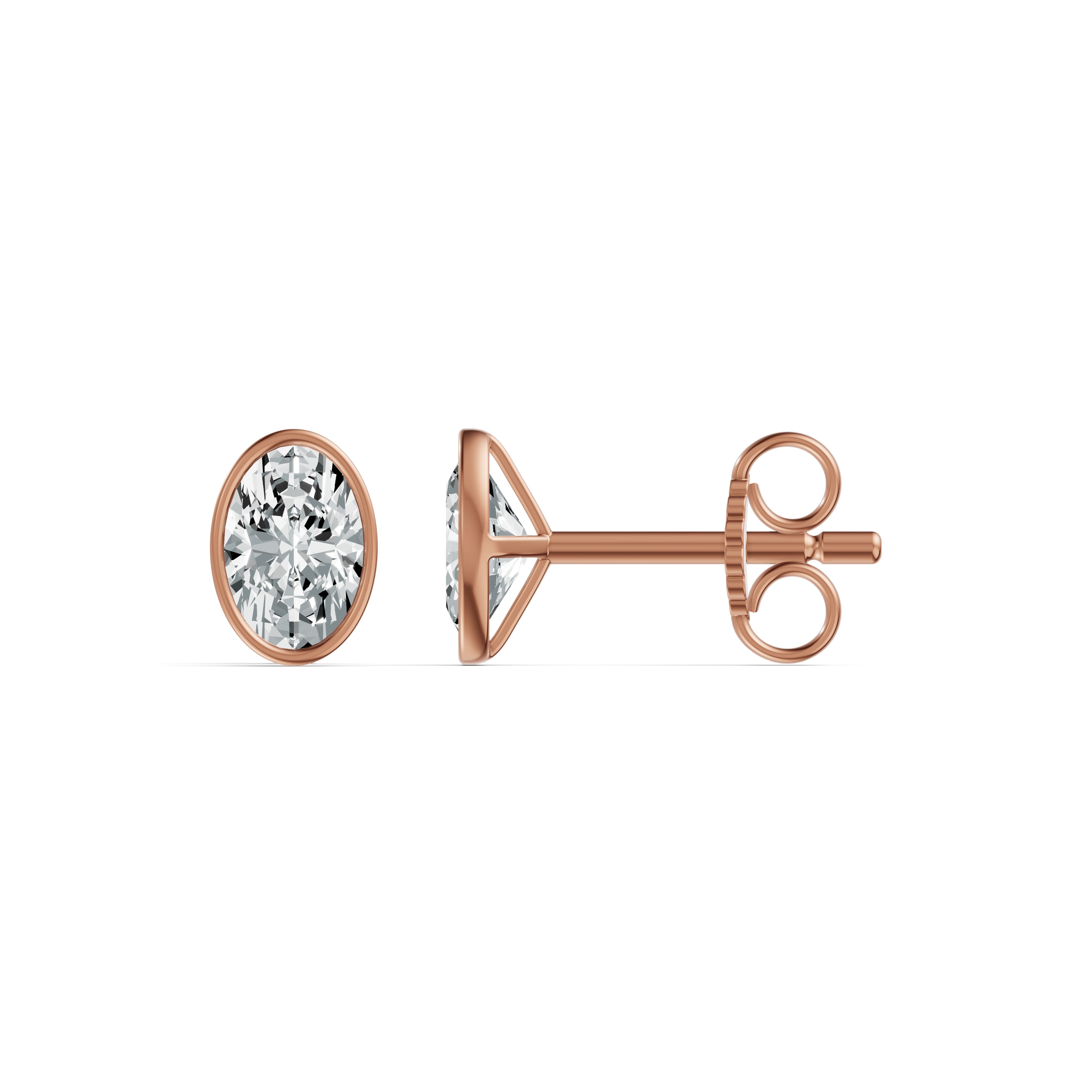 Minimal Bezel Set Oval Solitaire Stud Earrings