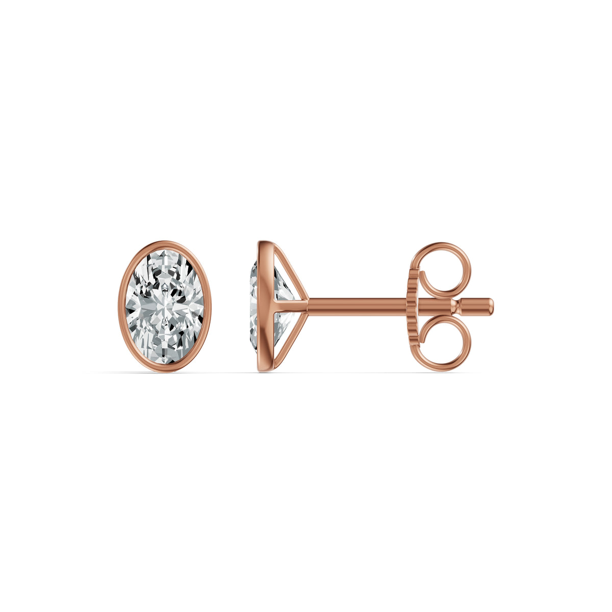 Minimal Bezel Set Oval Solitaire Stud Earrings