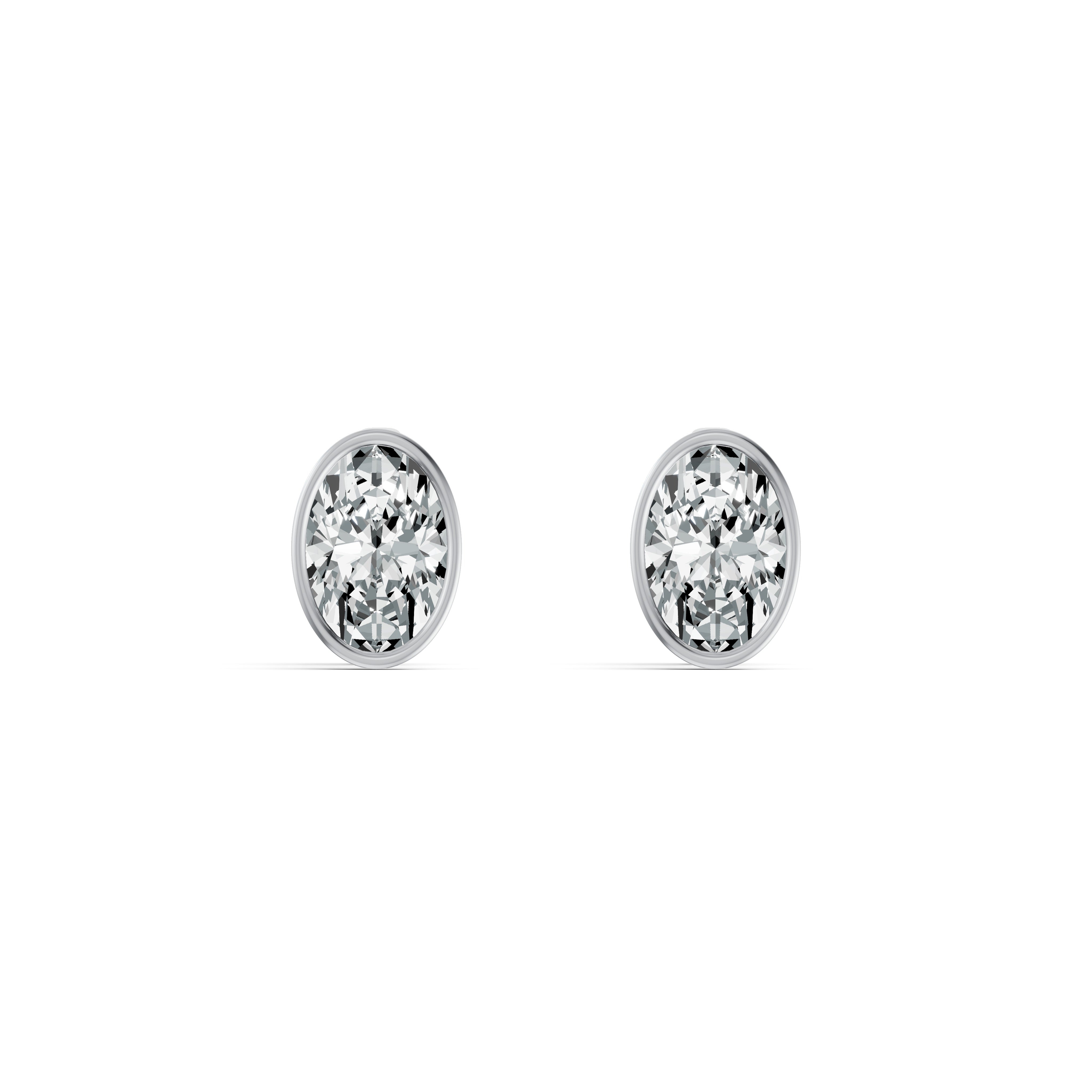 Minimal Bezel Set Oval Solitaire Stud Earrings