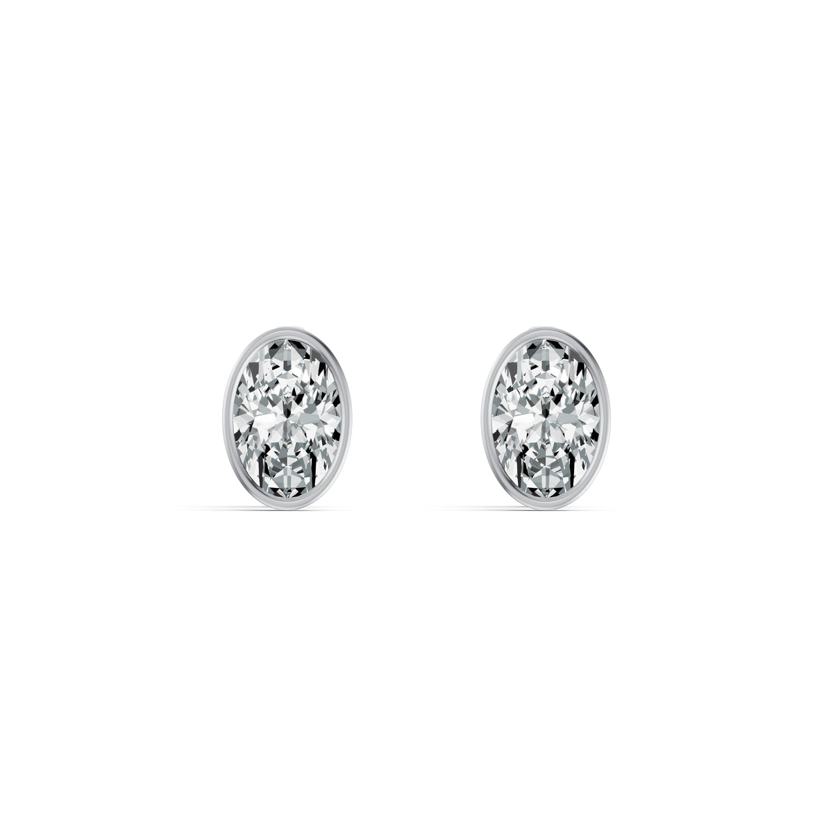 Minimal Bezel Set Oval Solitaire Stud Earrings