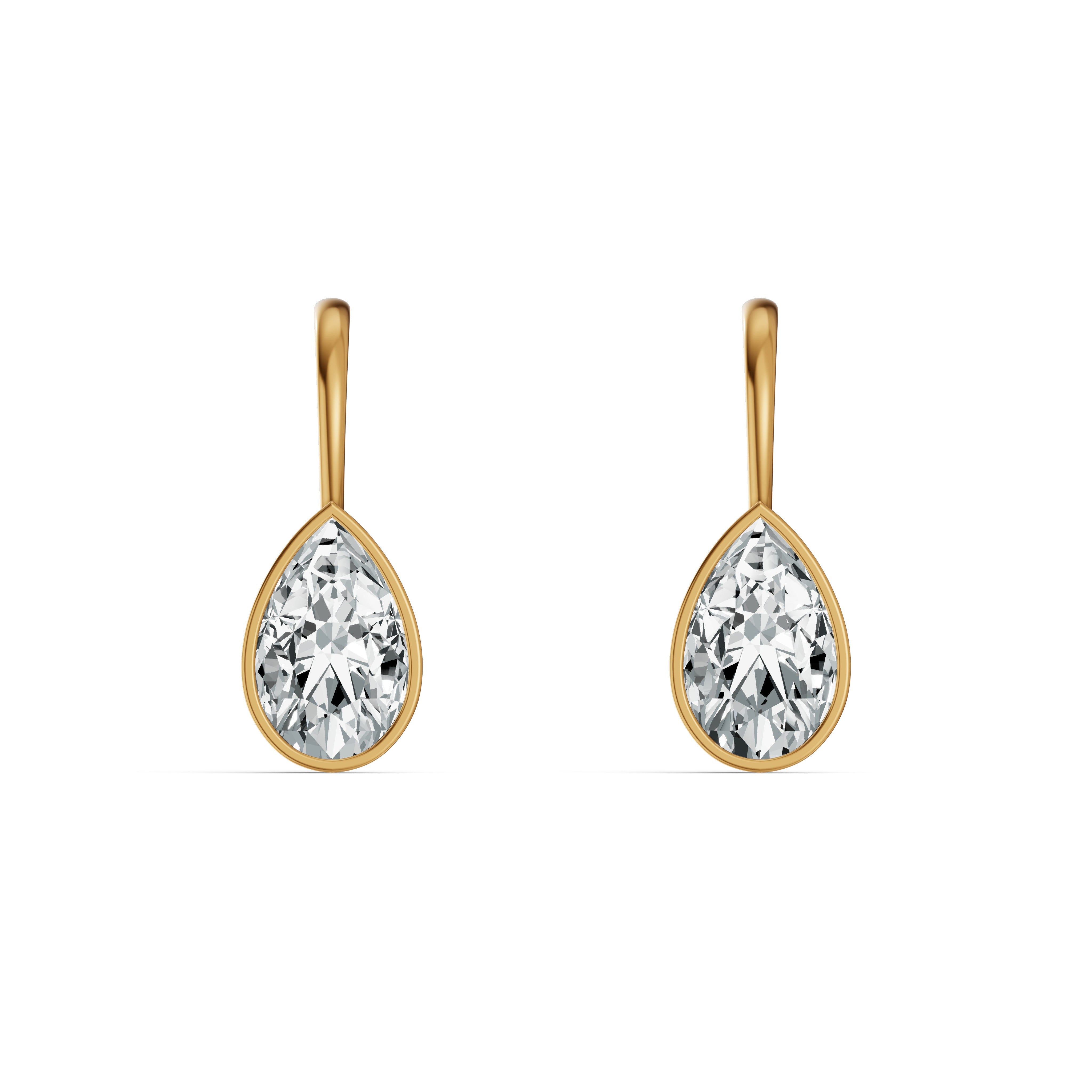 Half Bezel Pear Drop Solitaire Earrings