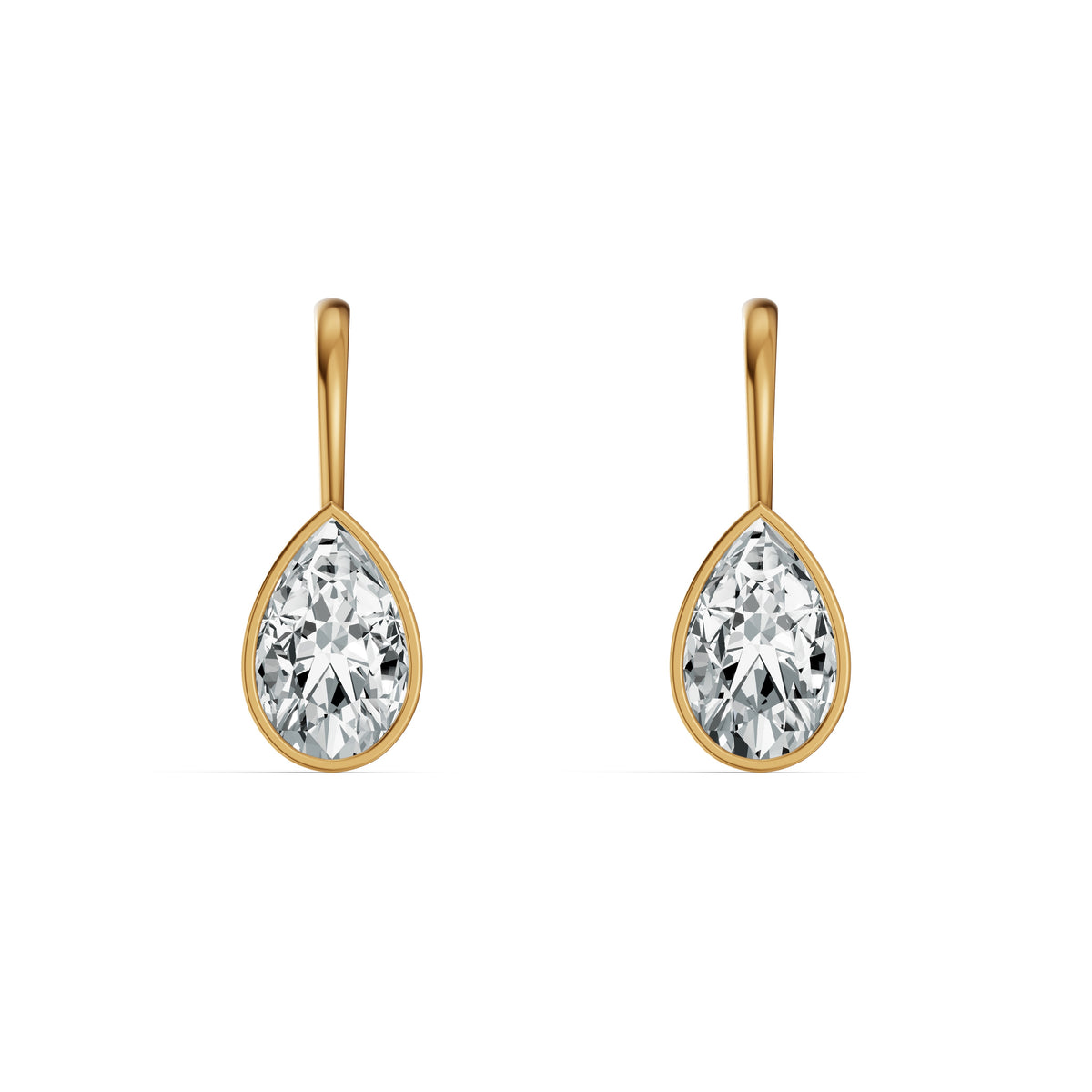 Half Bezel Pear Drop Solitaire Earrings