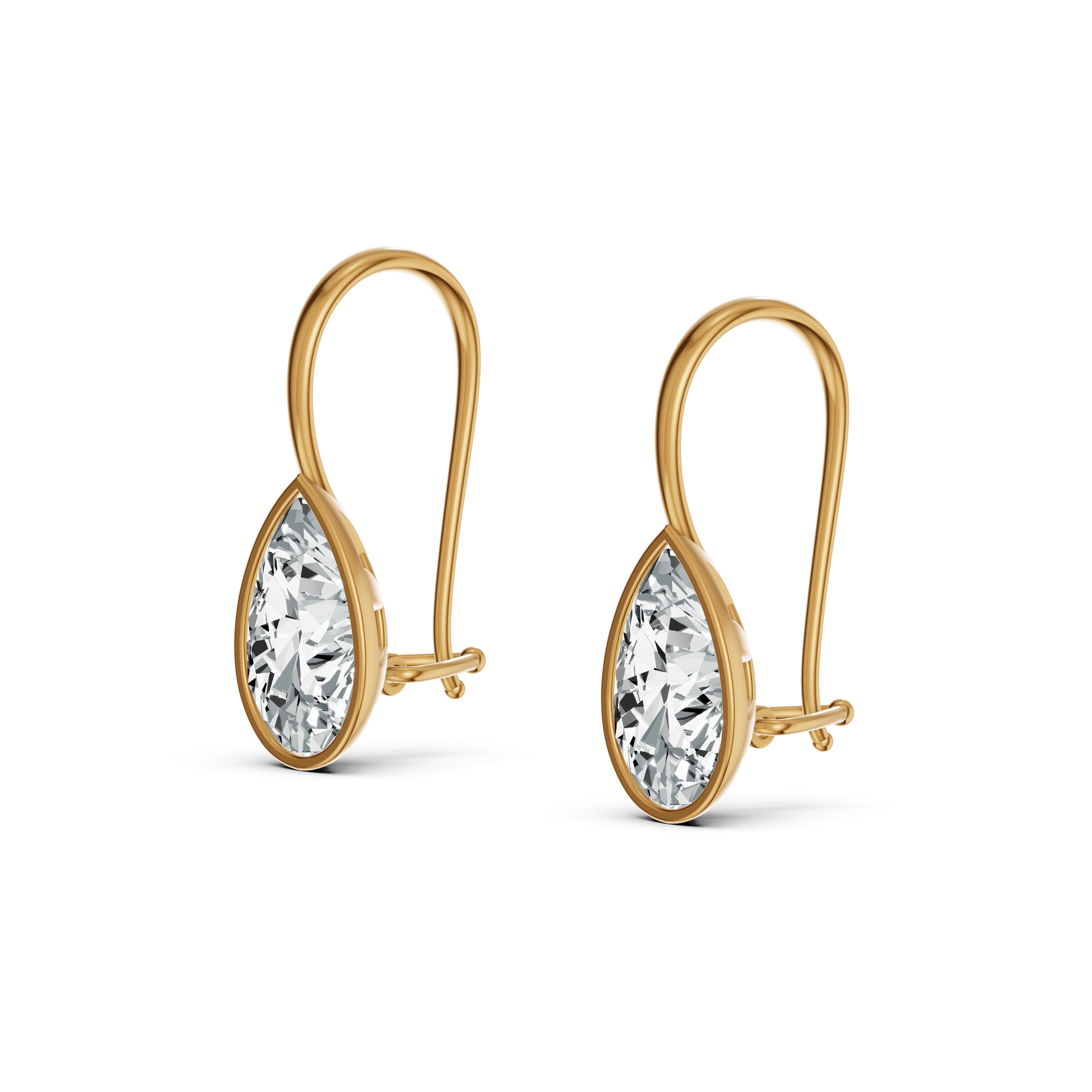 Half Bezel Pear Drop Solitaire Earrings
