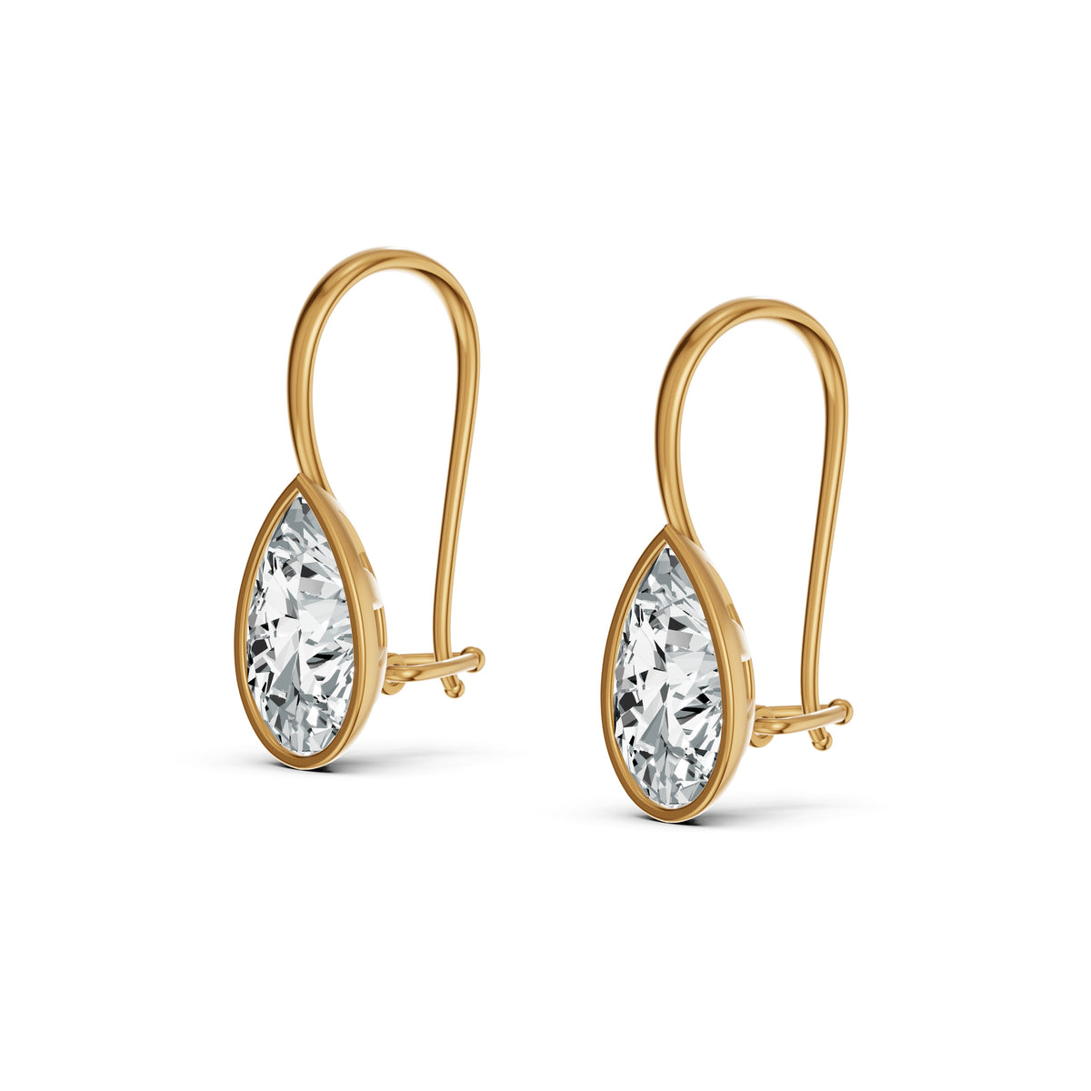 Half Bezel Pear Drop Solitaire Earrings