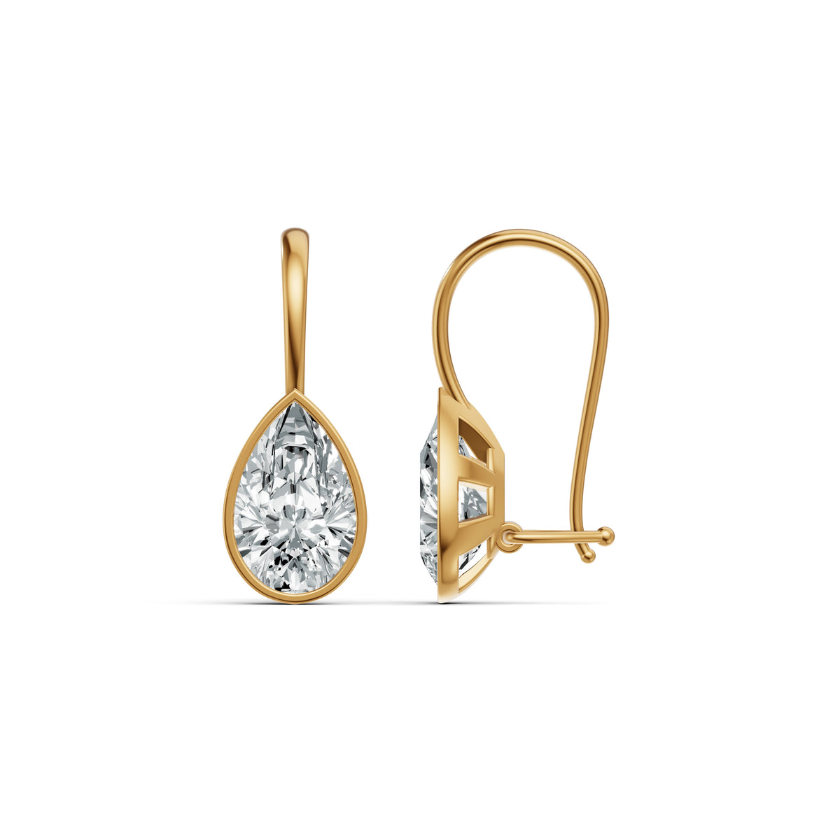 Half Bezel Pear Drop Solitaire Earrings