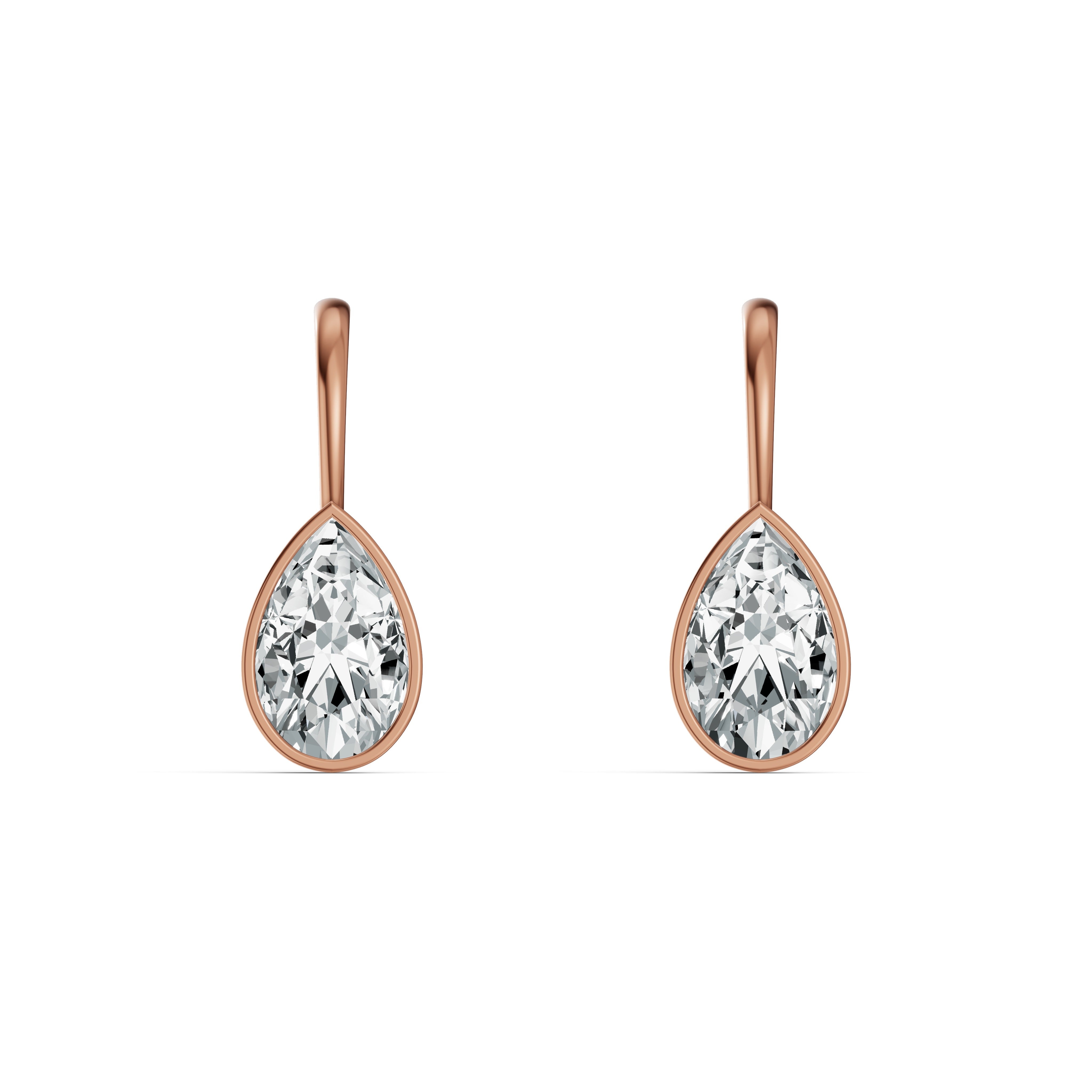 Half Bezel Pear Drop Solitaire Earrings