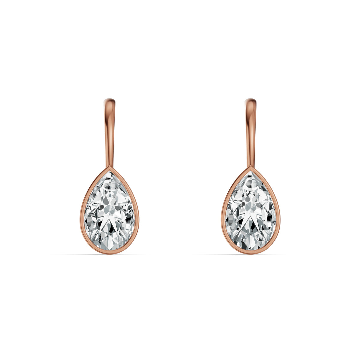 Half Bezel Pear Drop Solitaire Earrings