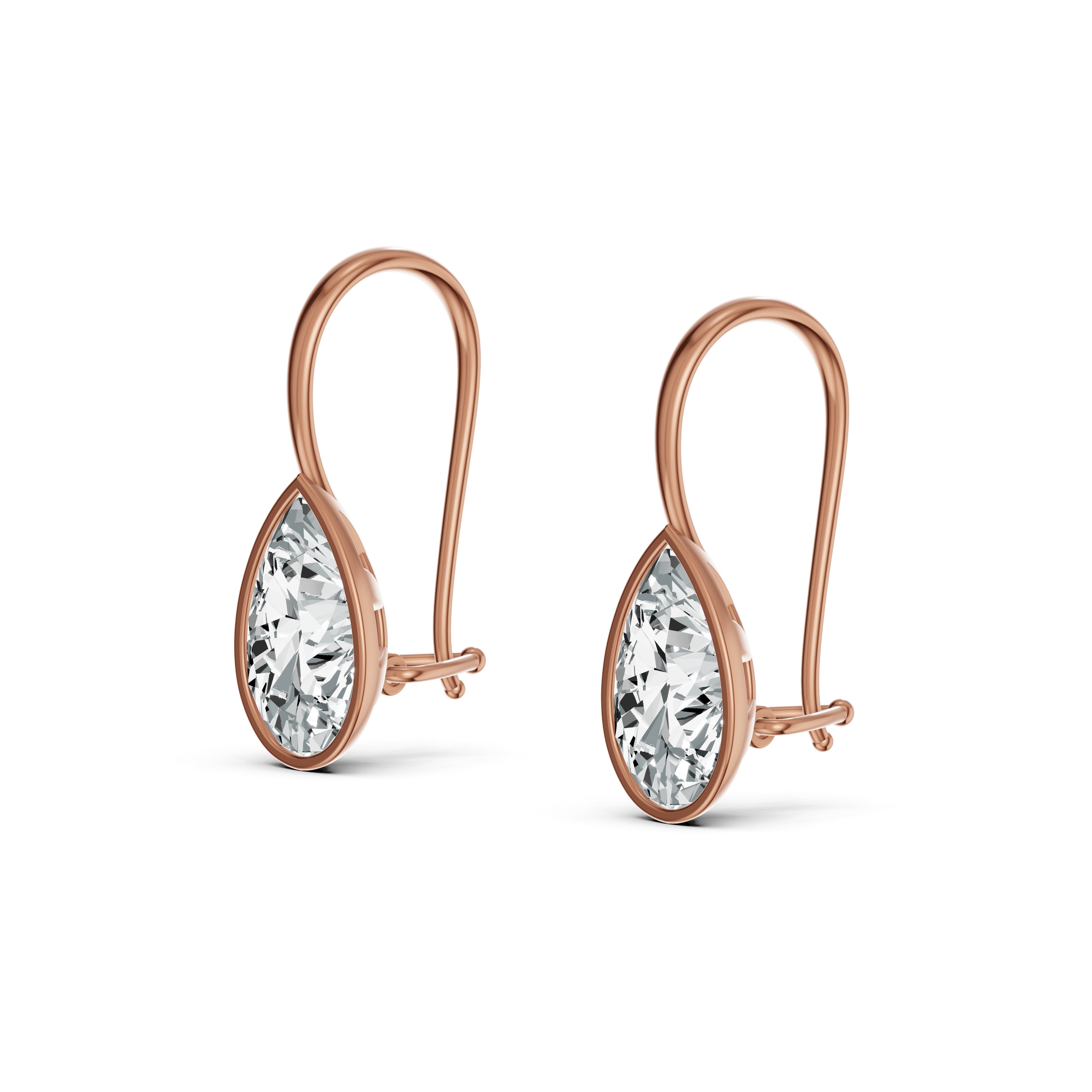 Half Bezel Pear Drop Solitaire Earrings