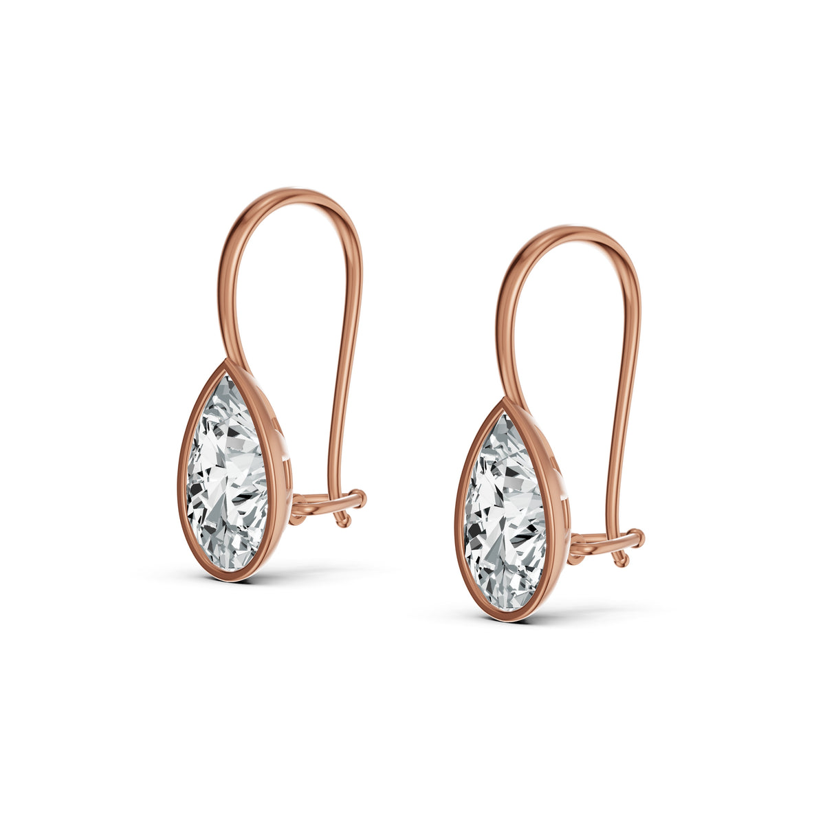 Half Bezel Pear Drop Solitaire Earrings