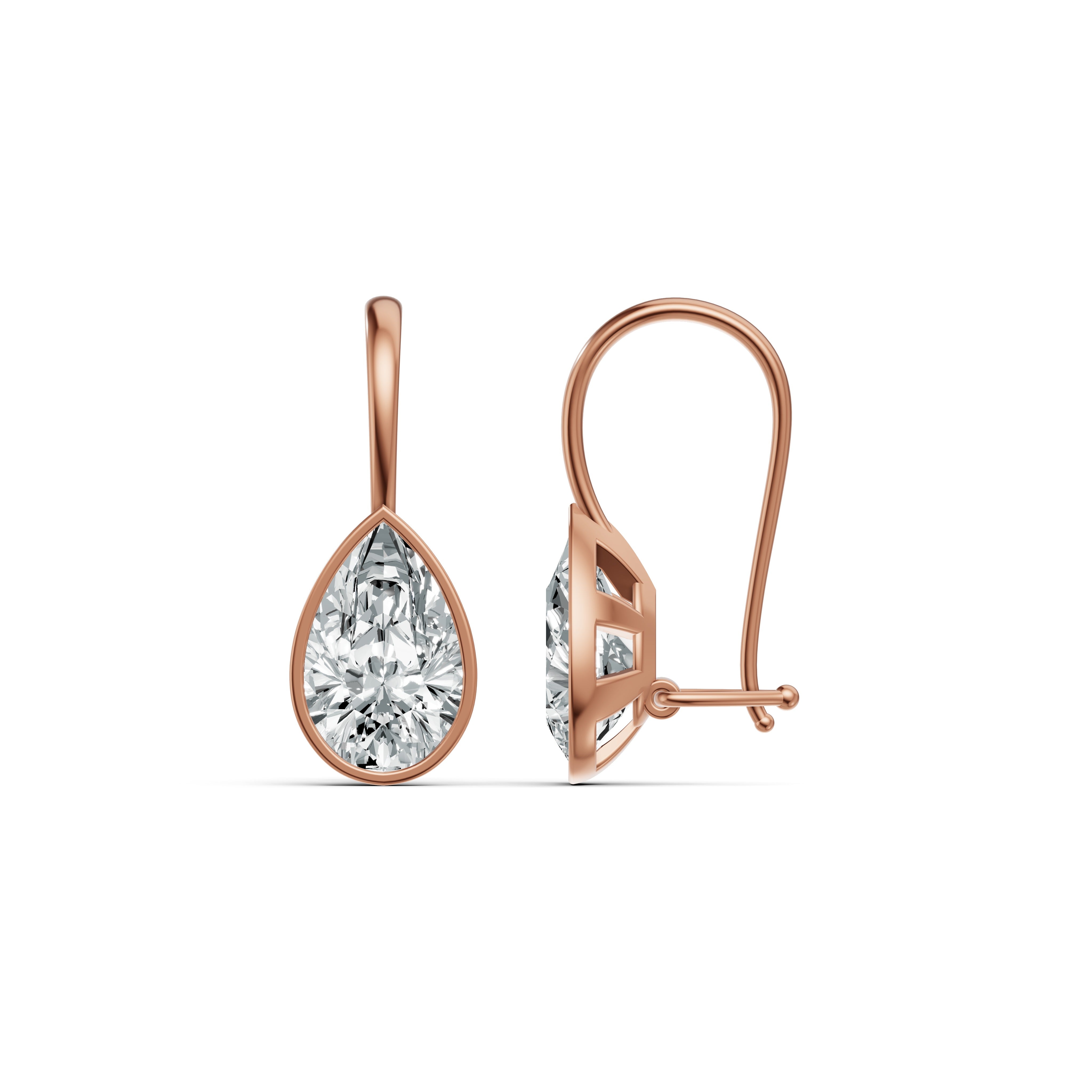 Half Bezel Pear Drop Solitaire Earrings