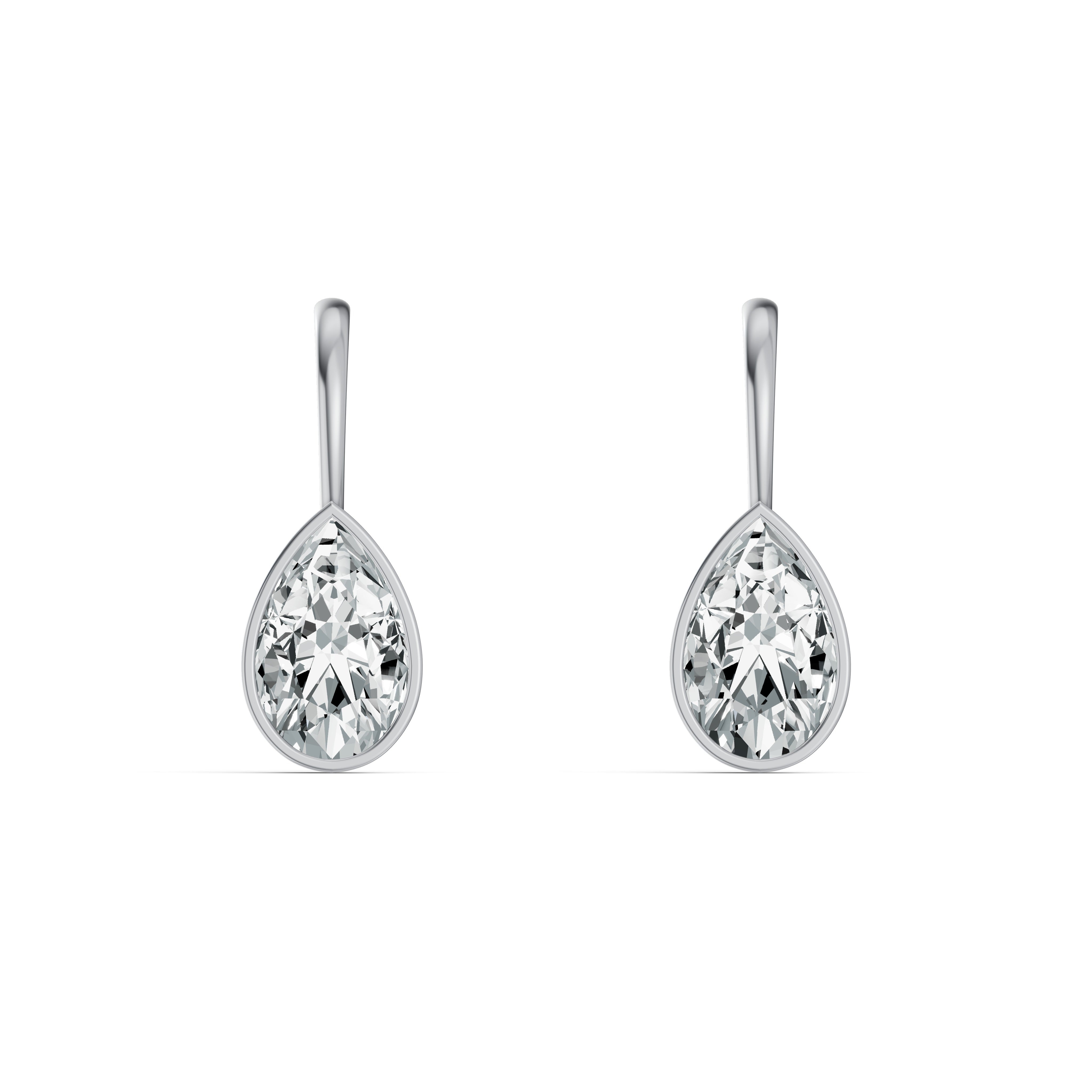 Half Bezel Pear Drop Solitaire Earrings