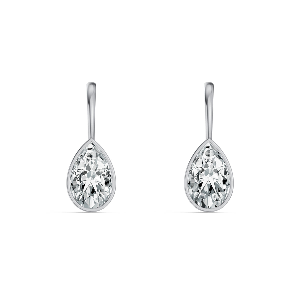 Half Bezel Pear Drop Solitaire Earrings