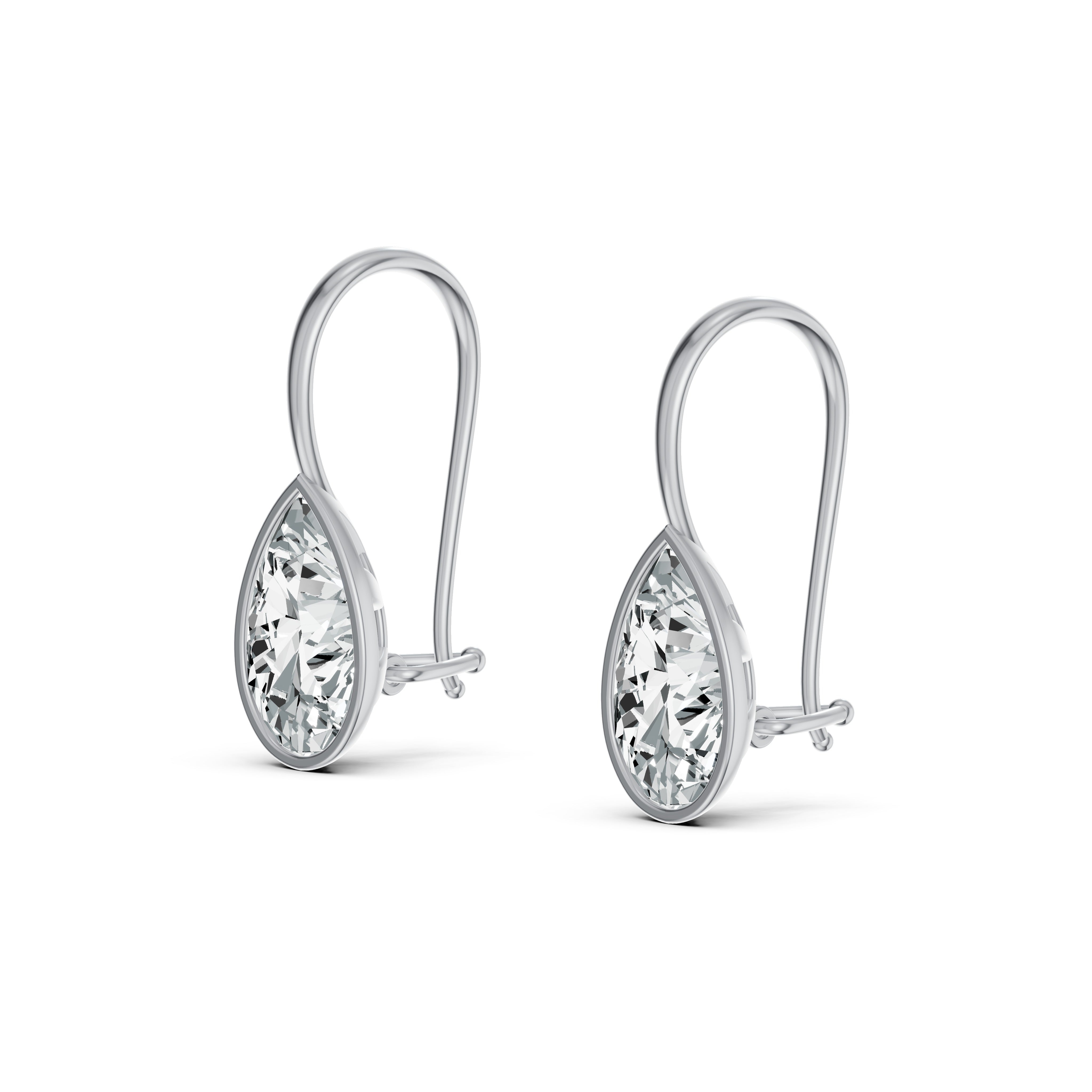 Half Bezel Pear Drop Solitaire Earrings