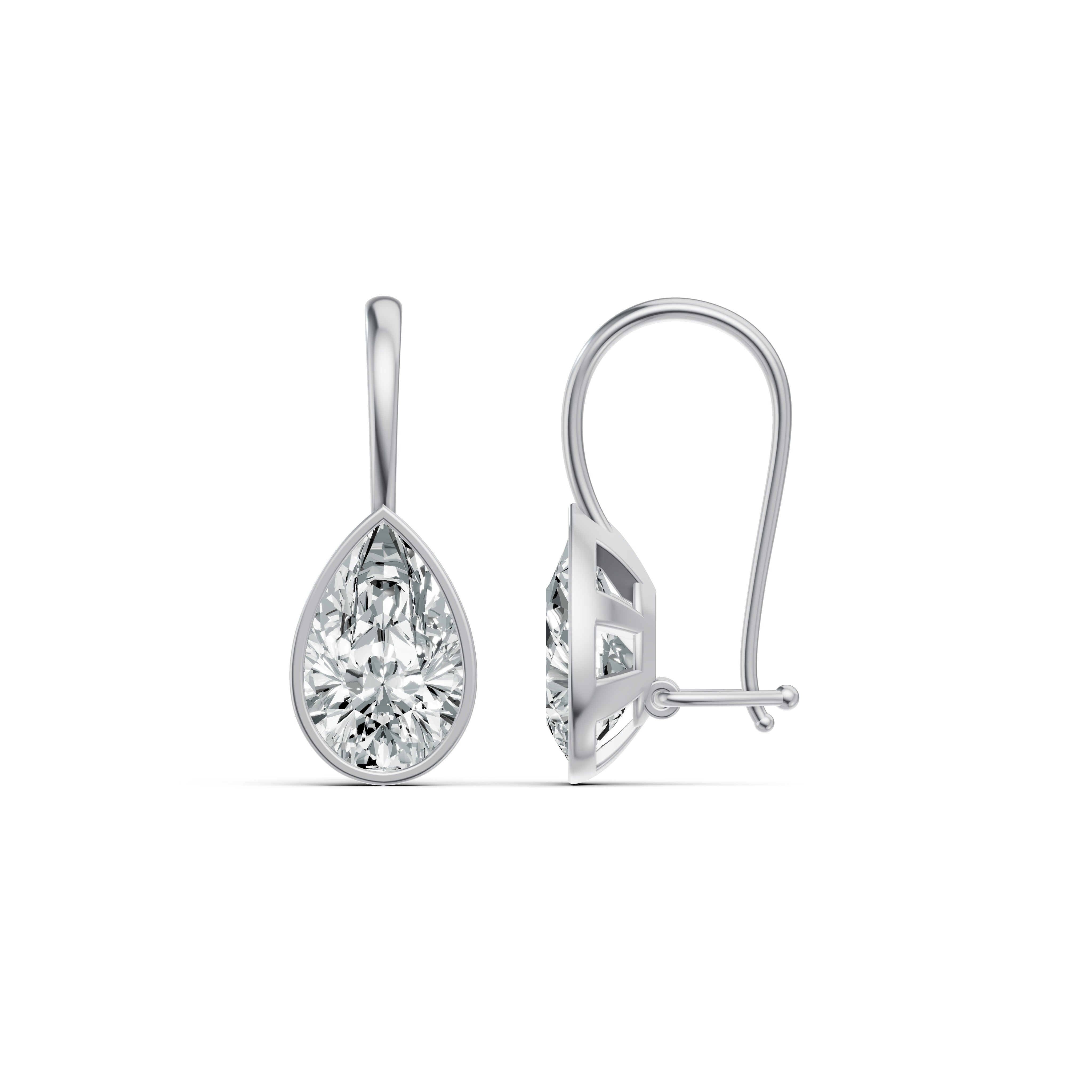 Half Bezel Pear Drop Solitaire Earrings