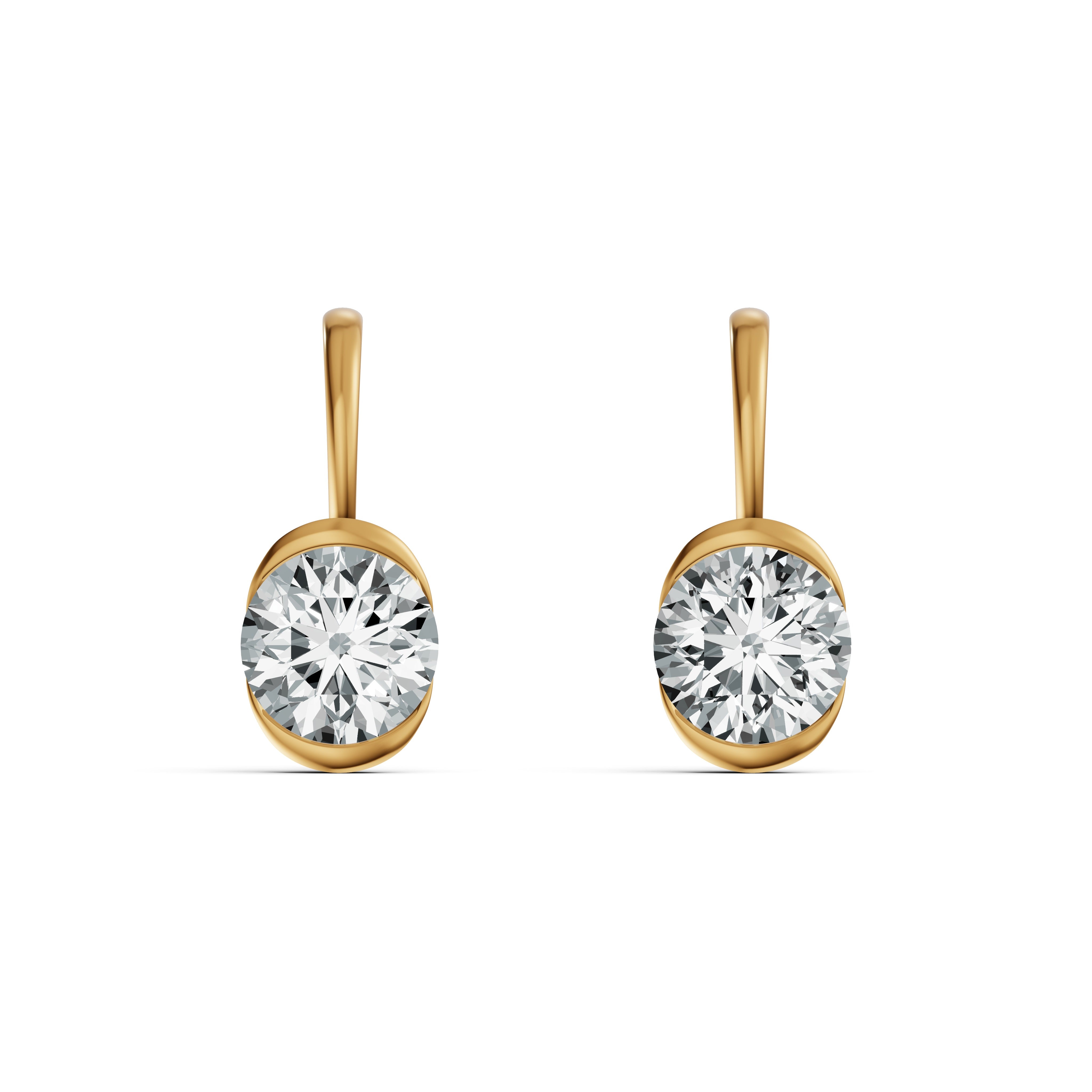 Half Bezel Oval Drop Solitaire Earrings