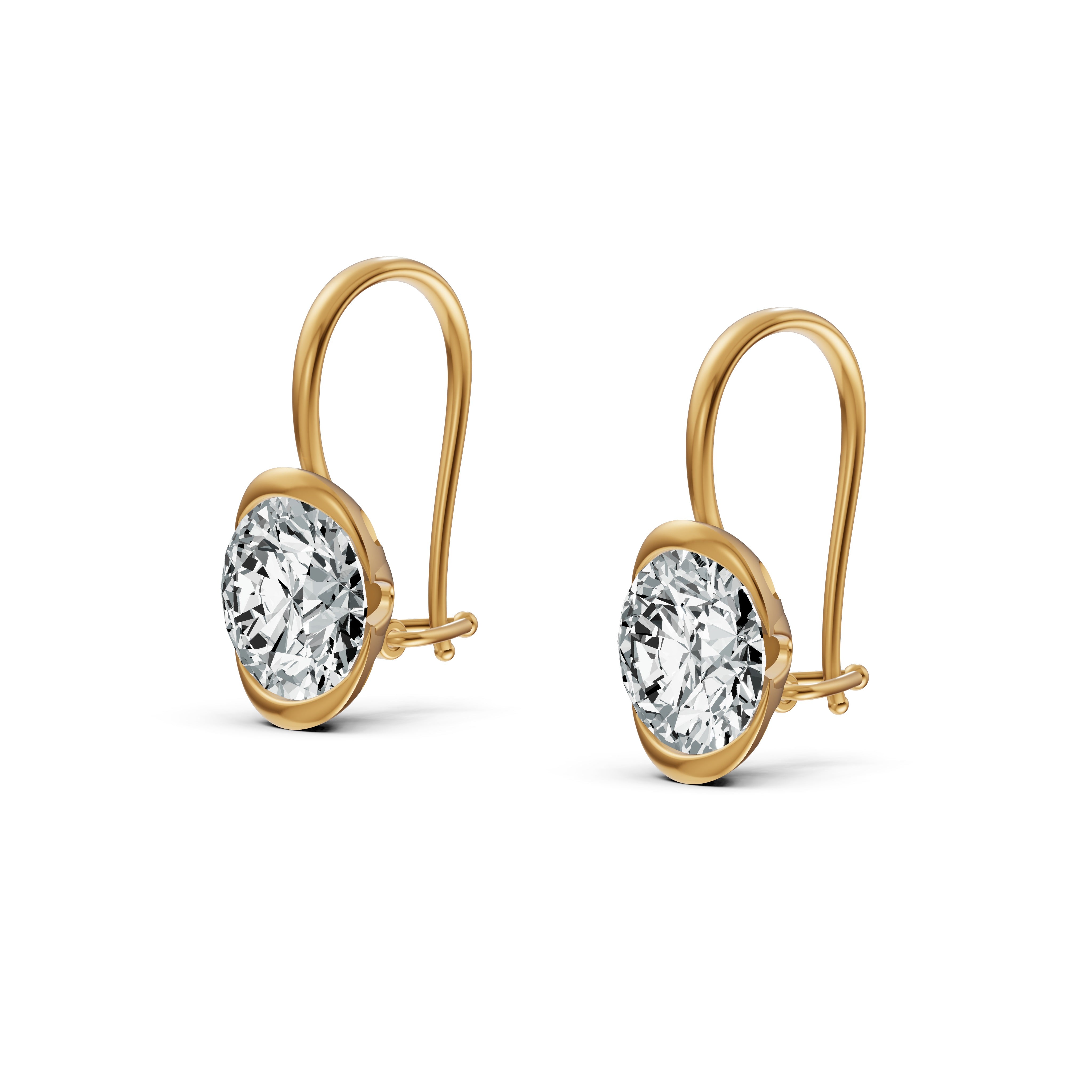 Half Bezel Oval Drop Solitaire Earrings