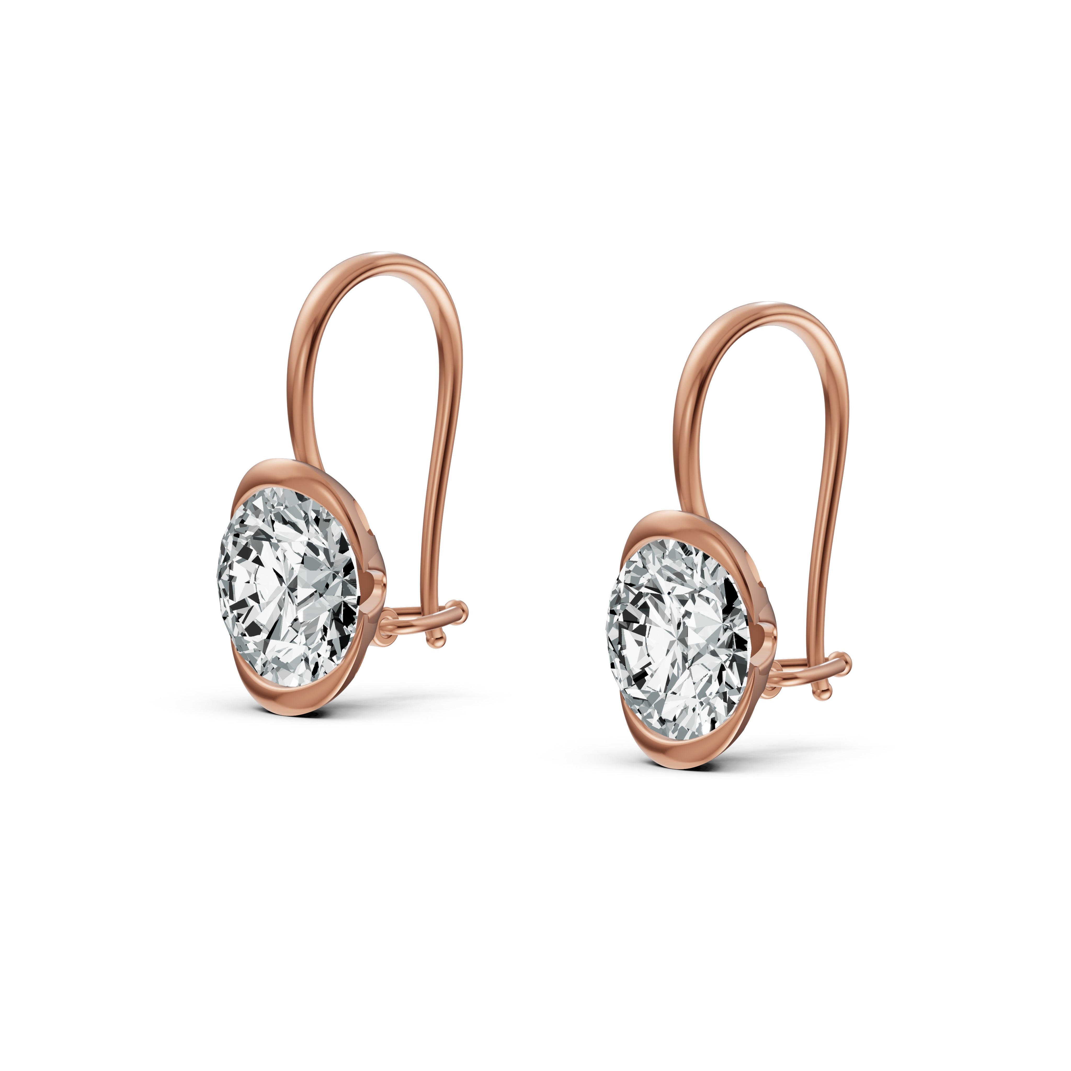 Half Bezel Oval Drop Solitaire Earrings