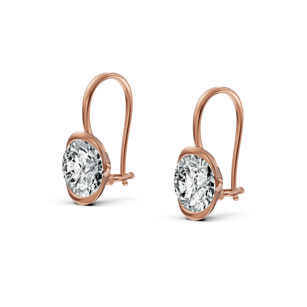 Half Bezel Oval Drop Solitaire Earrings