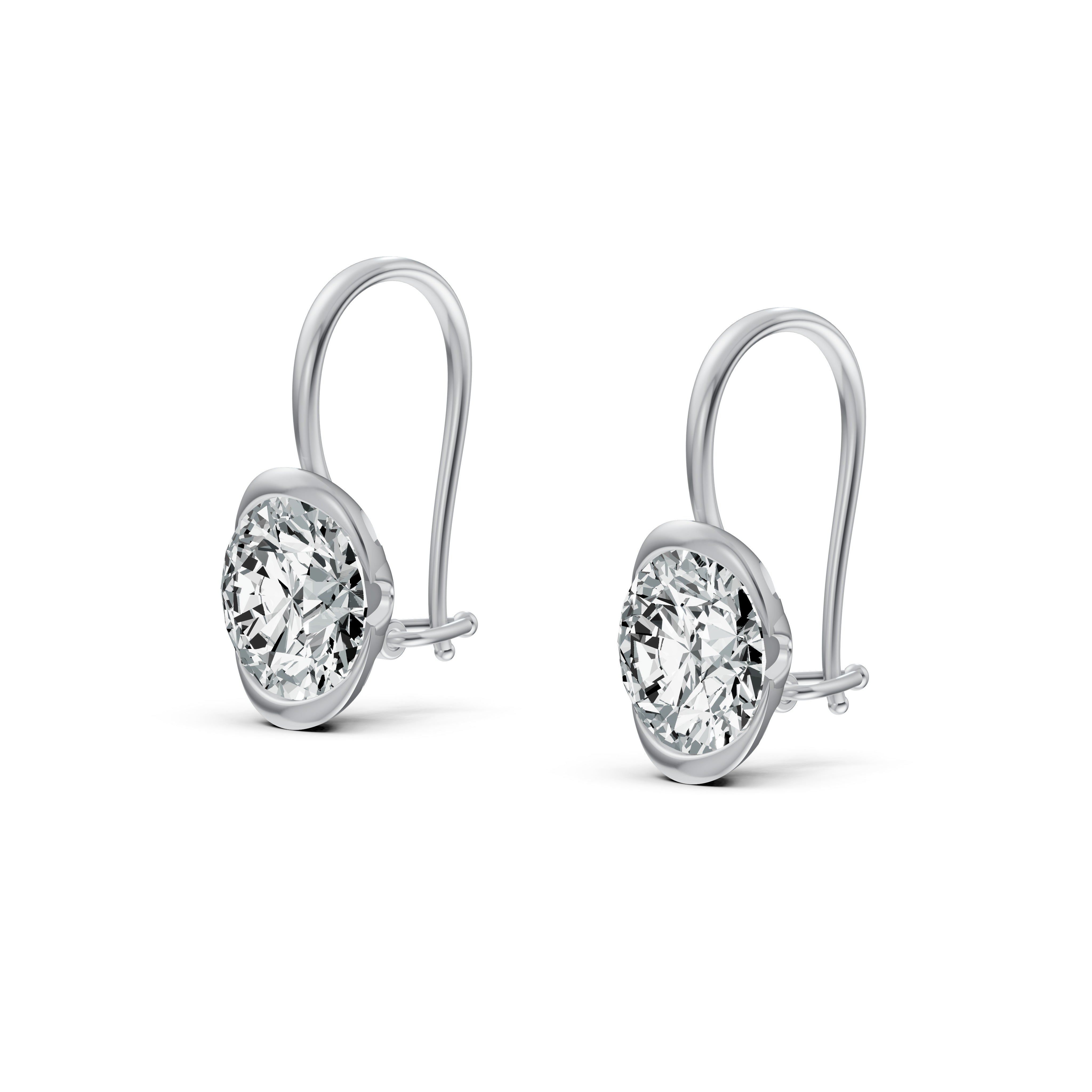 Half Bezel Oval Drop Solitaire Earrings