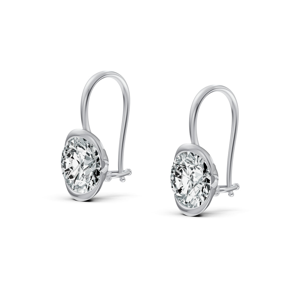 Half Bezel Oval Drop Solitaire Earrings