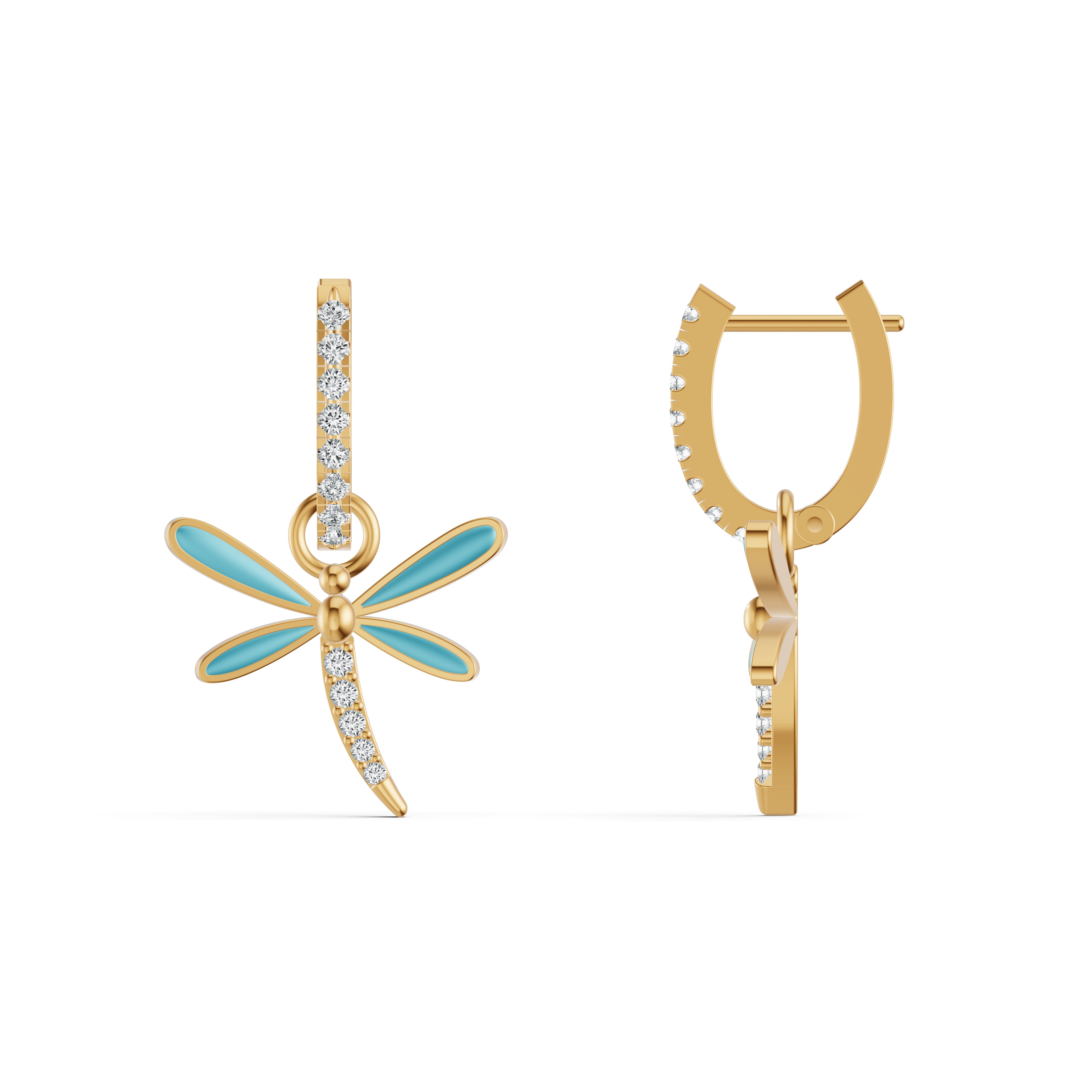 Detachable Dragonfly Diamond Earrings