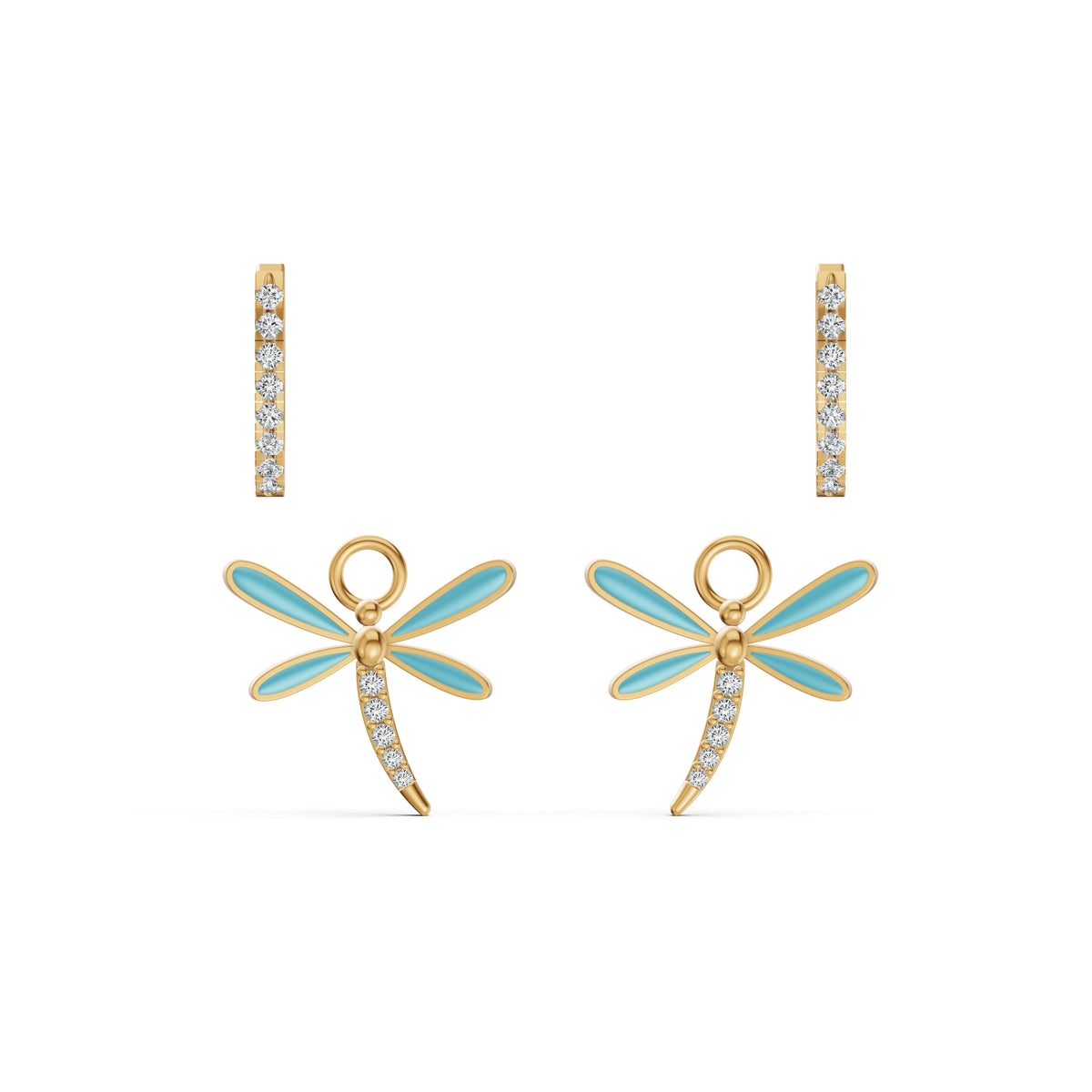 Detachable Dragonfly Diamond Earrings