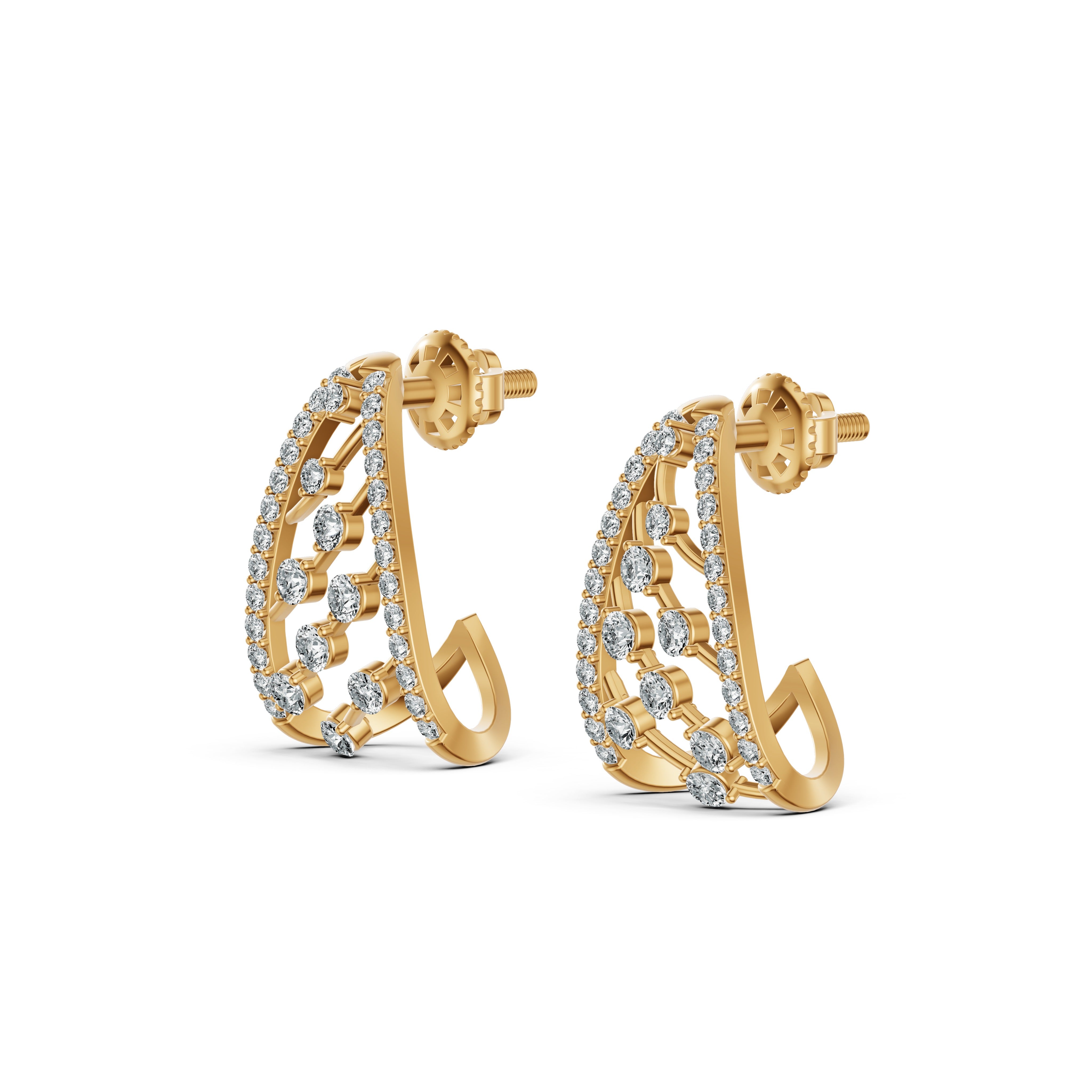 Leafline Aura Diamond Stud Earrings