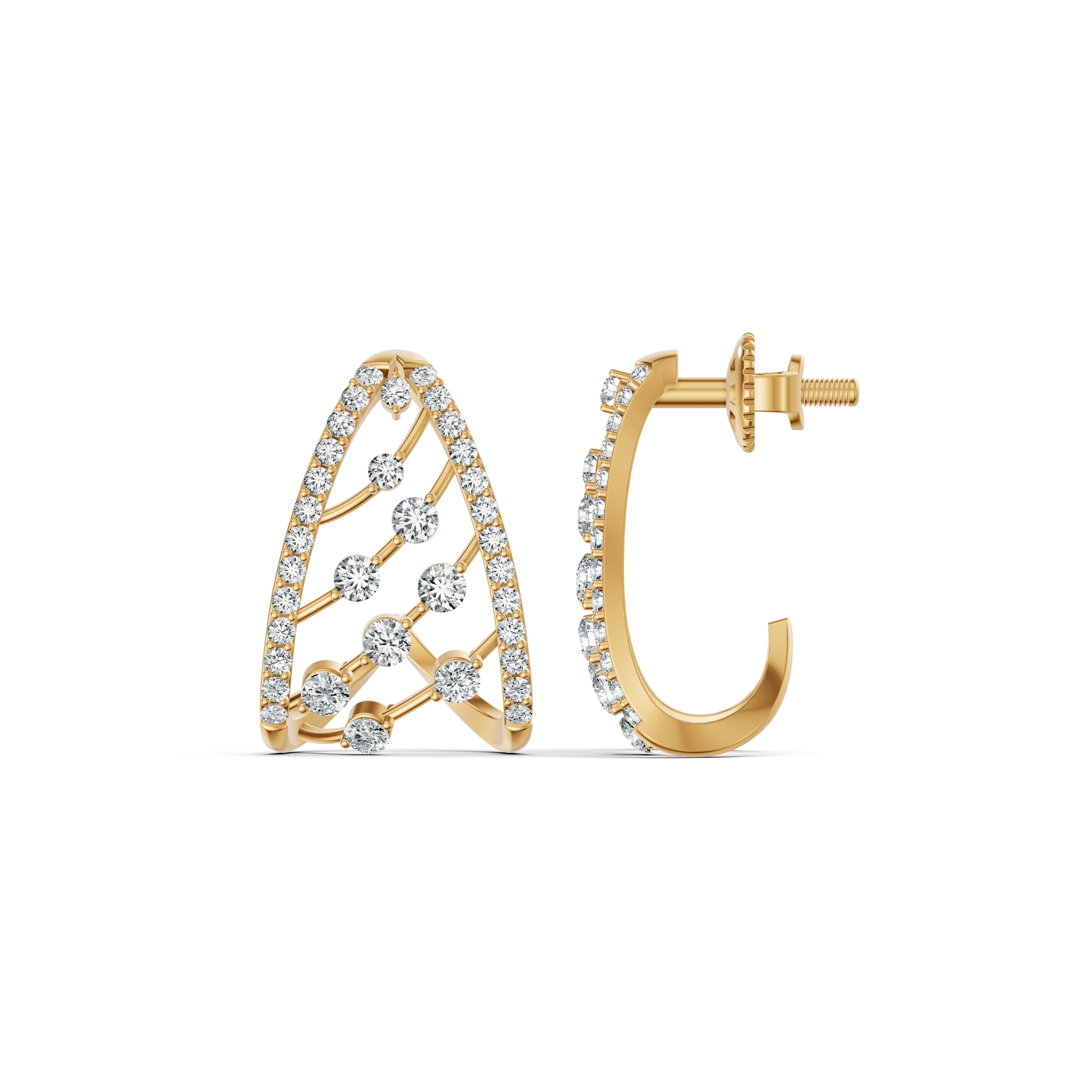 Leafline Aura Diamond Stud Earrings
