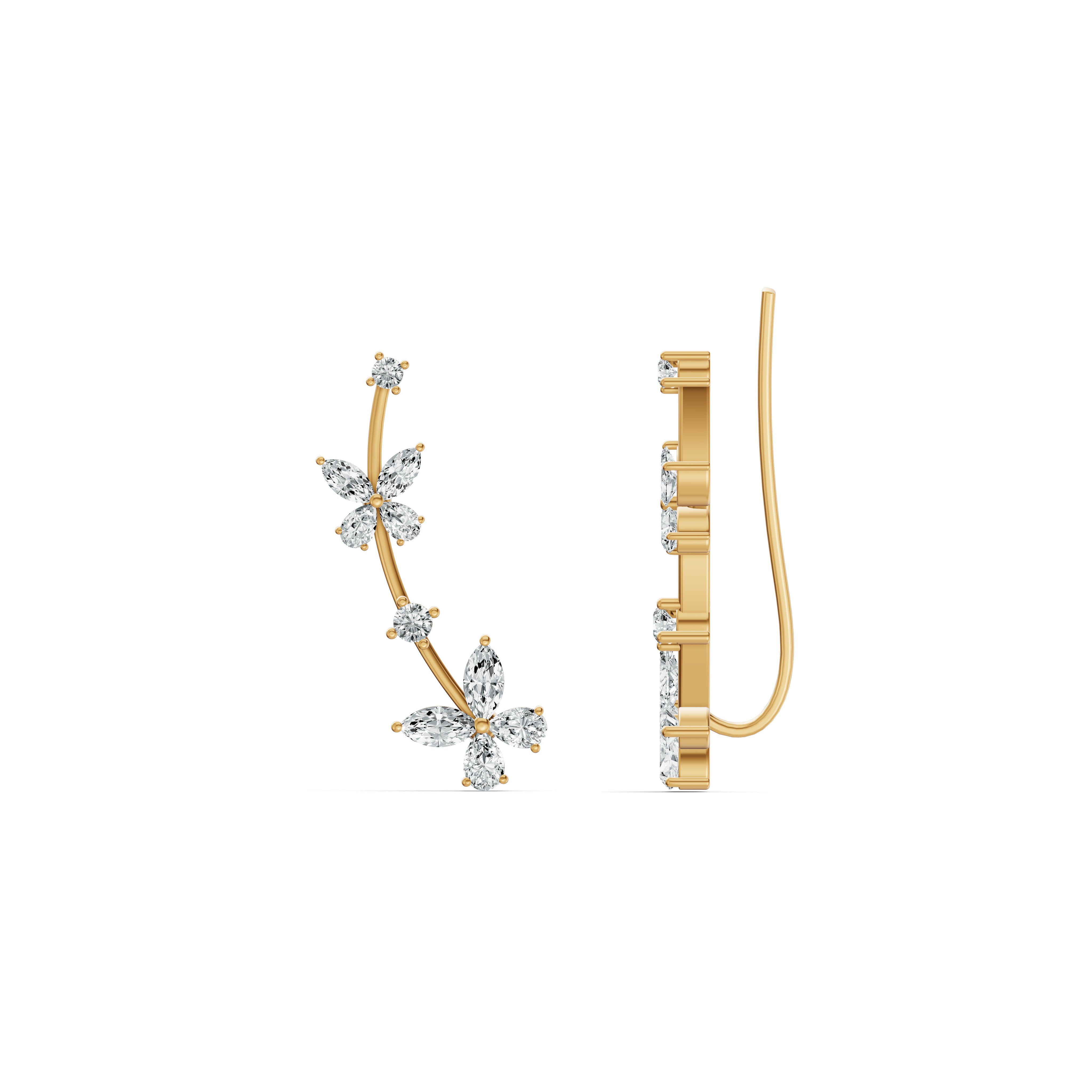 Floral Vine Diamond Ear Cuff