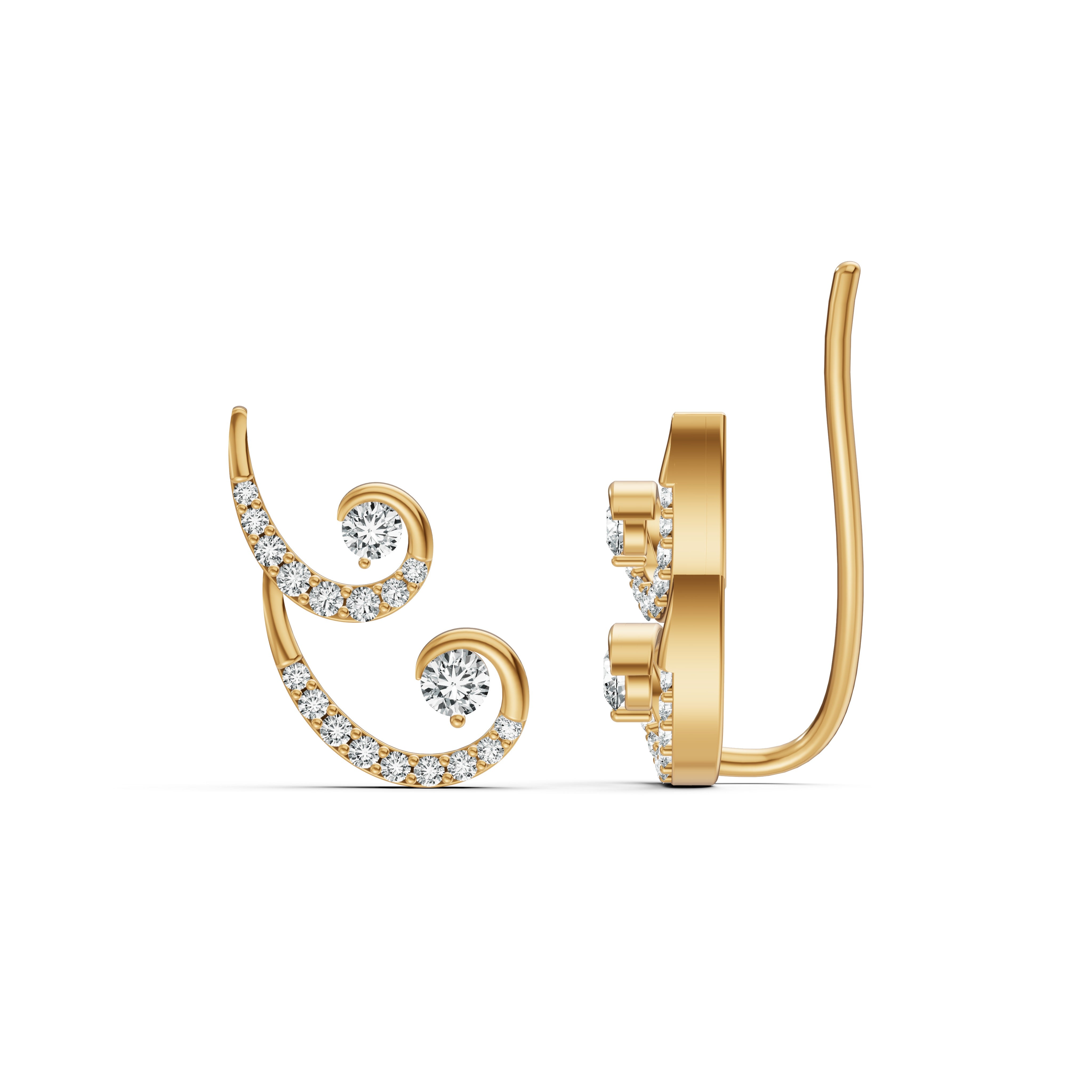 Spiral Loop Diamond Ear Cuffs