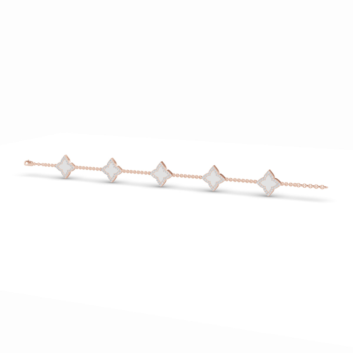 Mother of Pearl Clover Diamond Bracelet