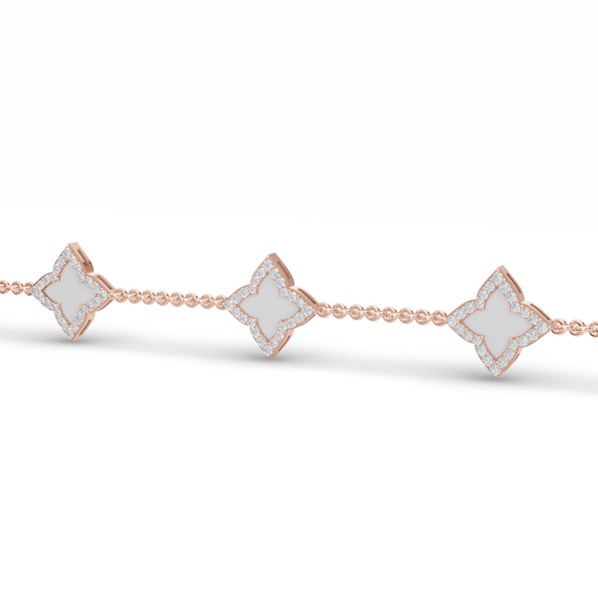 Mother of Pearl Clover Diamond Bracelet